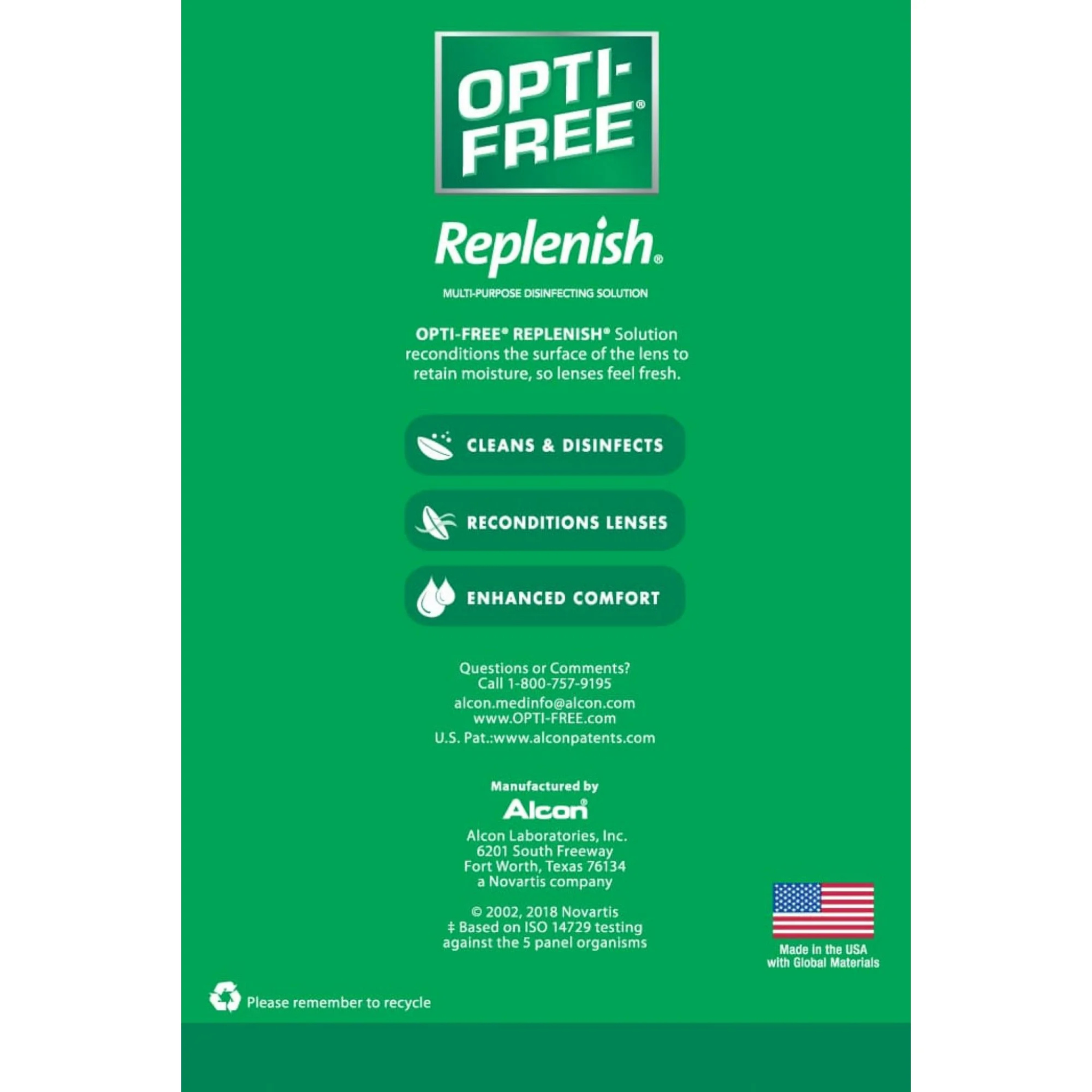 OPTI-FREE Replenish Multipurpose Contact Lens Disinfecting Liquid Solution, Two 10oz Per Pack