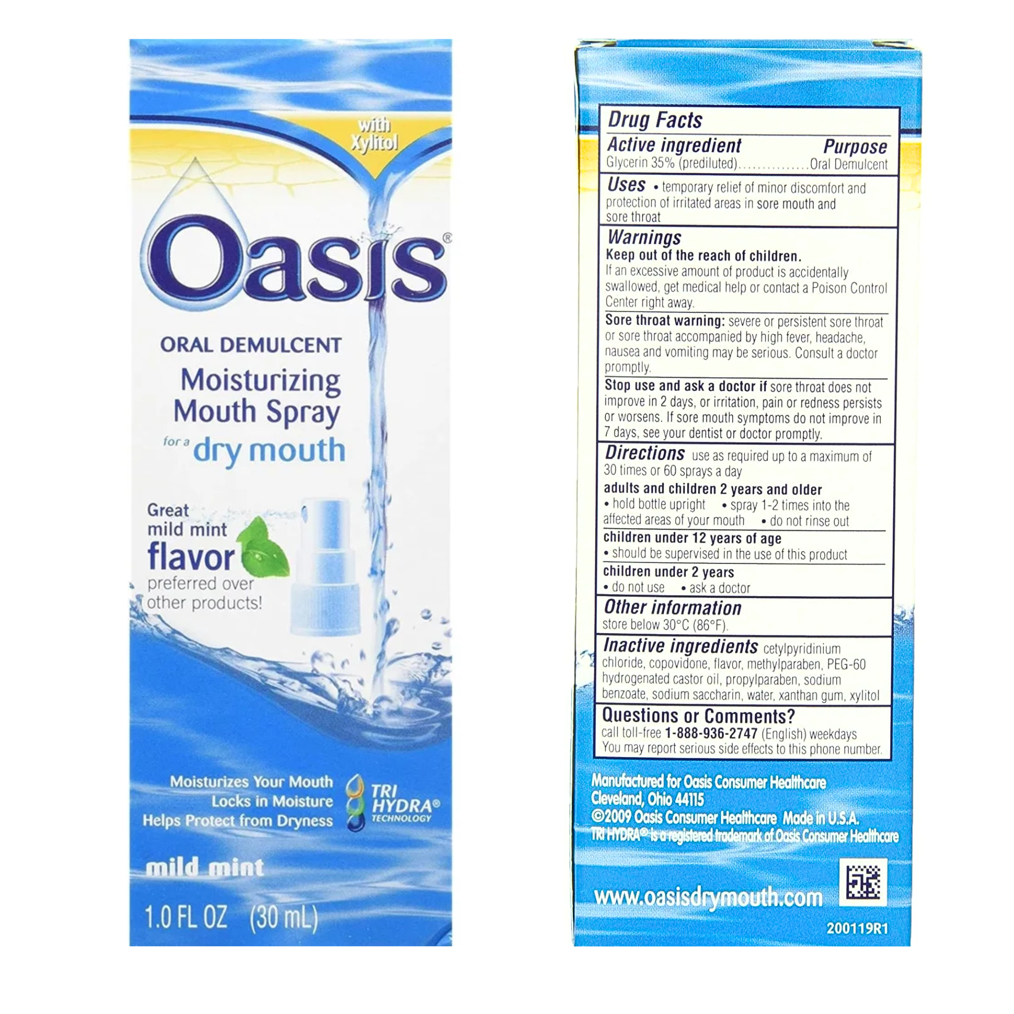 Oasis, Mouth Moisturizing Spray, Mild Mint Flavor for Dry Mouth Relief, 1 fl oz (30 ml)