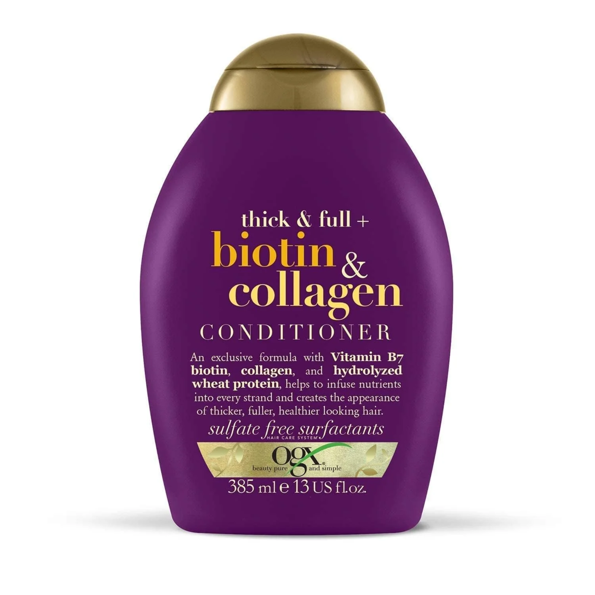 Ogx, Thick & Full Biotin & Collagen Volumizing Conditioner for Thin Hair, With Vitamin B7 & Hydrolyzed Wheat Protein, Paraben-Free and Sulfate-Free, 13 fl oz