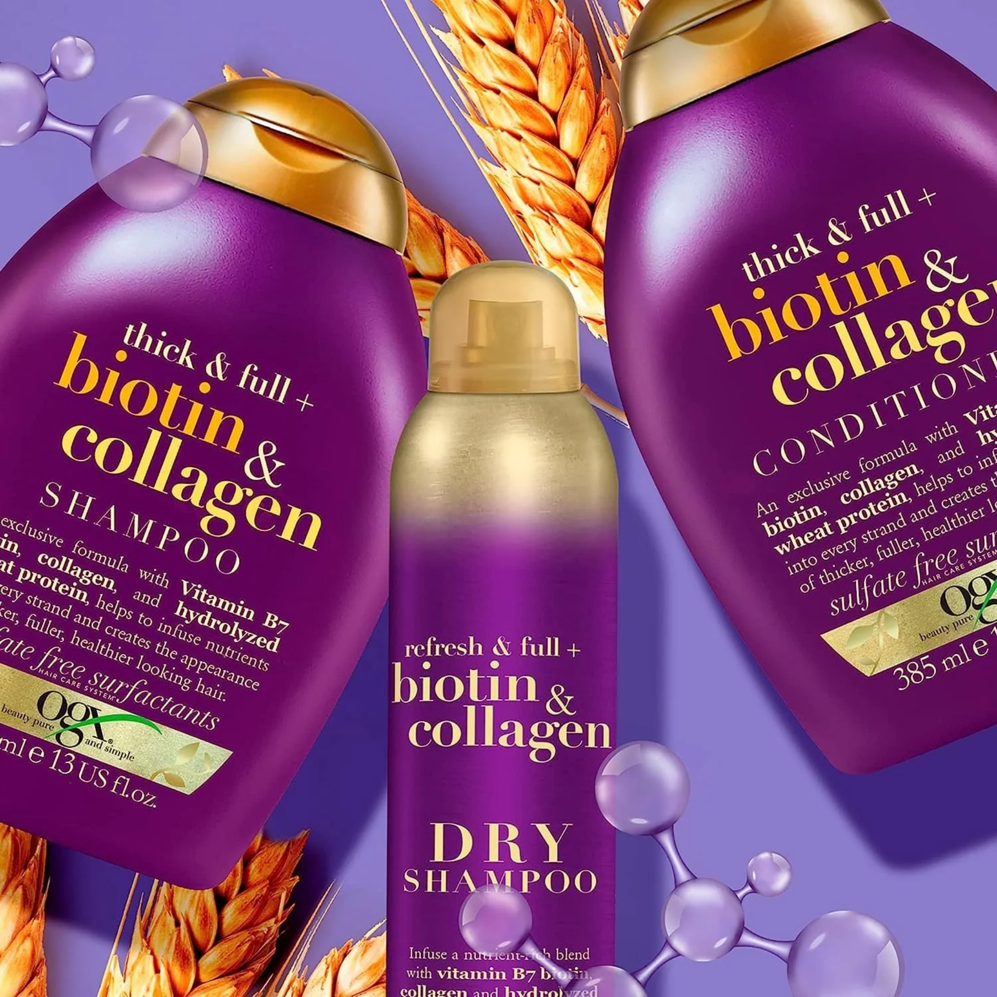 Ogx, Thick & Full Biotin & Collagen Volumizing Conditioner for Thin Hair, With Vitamin B7 & Hydrolyzed Wheat Protein, Paraben-Free and Sulfate-Free, 13 fl oz