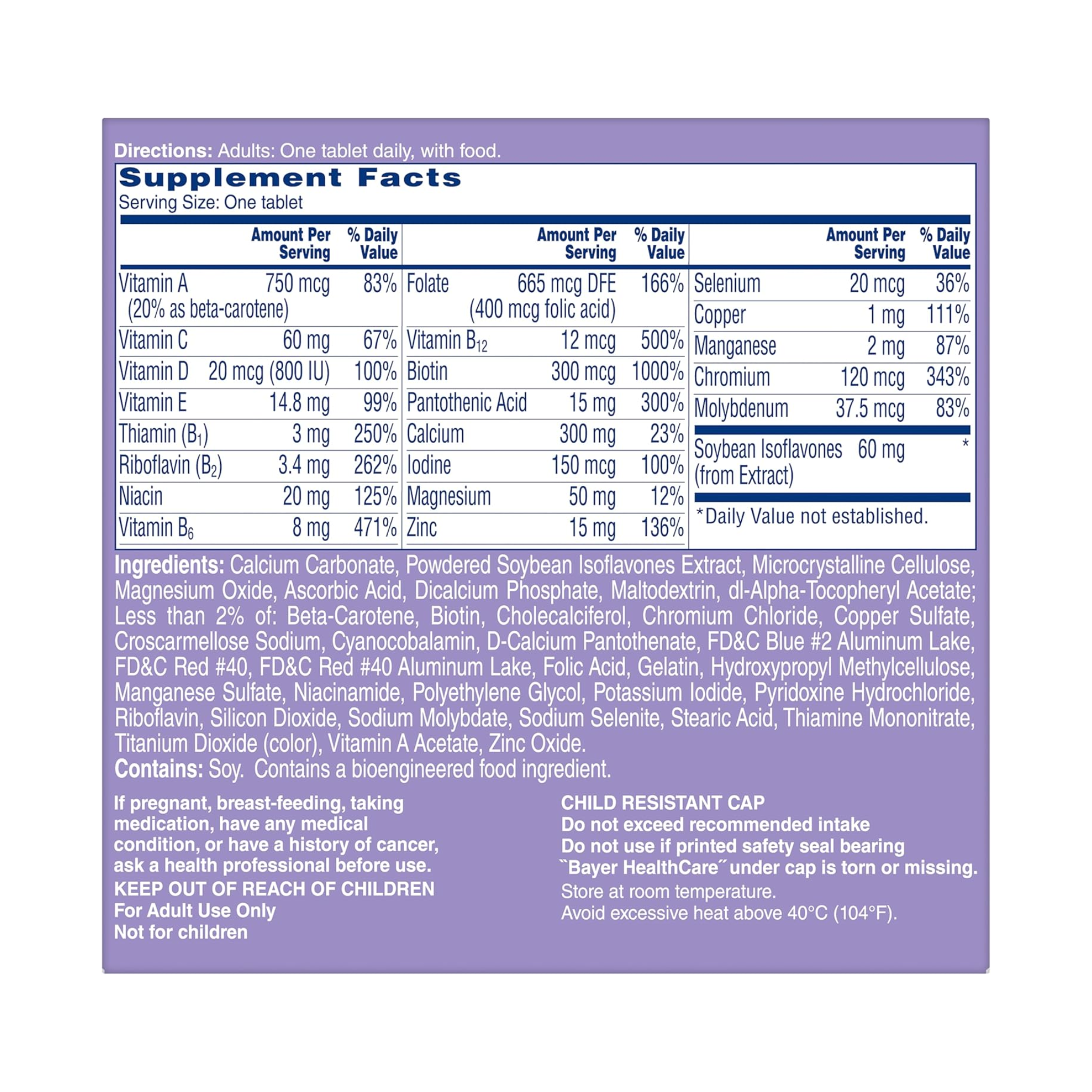 One A Day, Women's Menopause Formula Multivitamin, Supports Hormonal Balance and Wellness, 50 Count