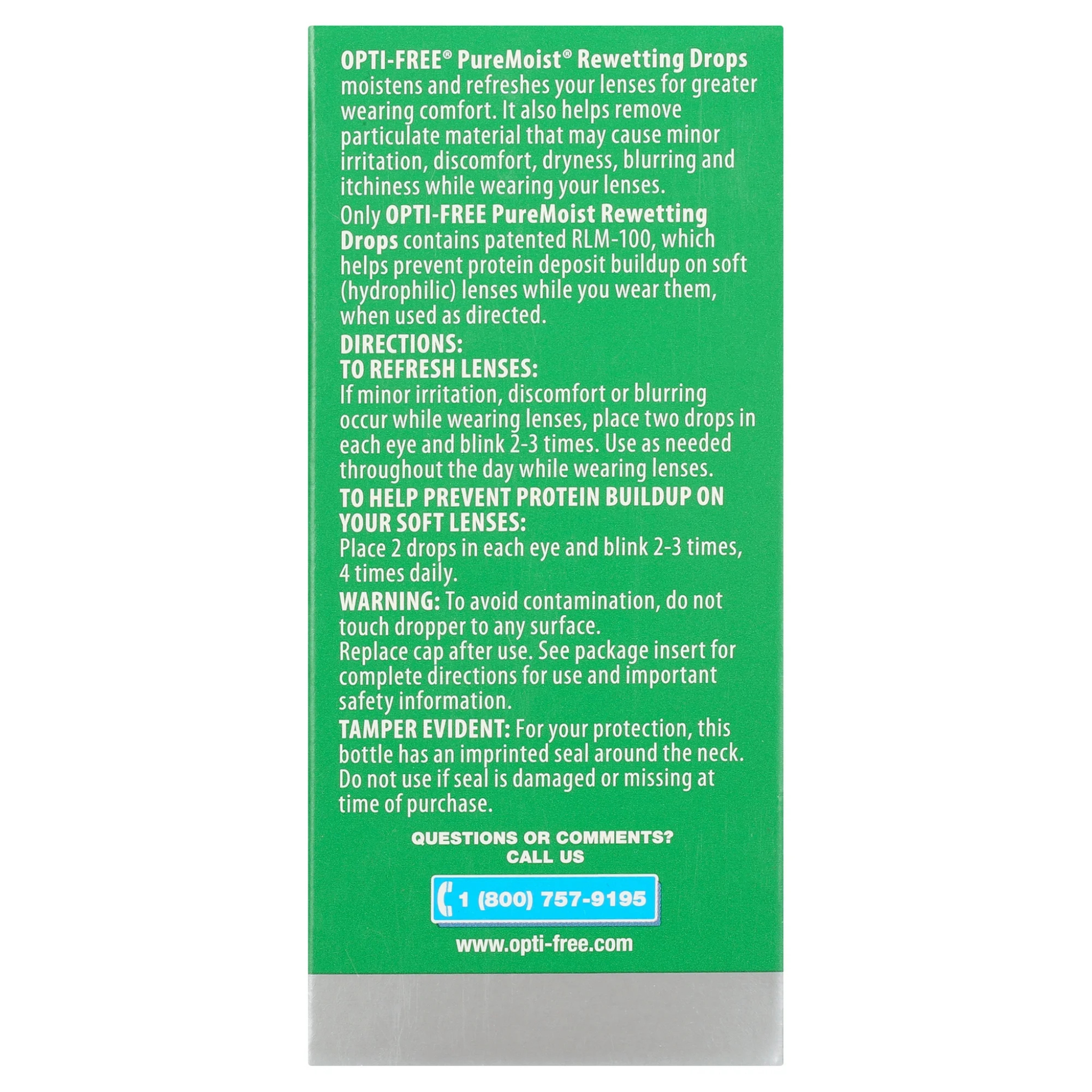 Opti-Free Puremoist Rewetting Eye Drops for use as needed throughout the day, 0.4 fl. oz