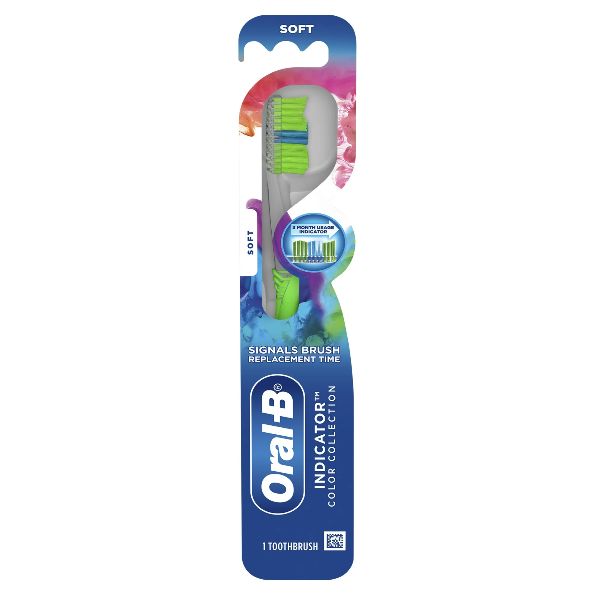 Oral-B, Advanced Clean Toothbrush, Soft Bristles with Color Changing Indicators for Effective Brushing, 1 Count