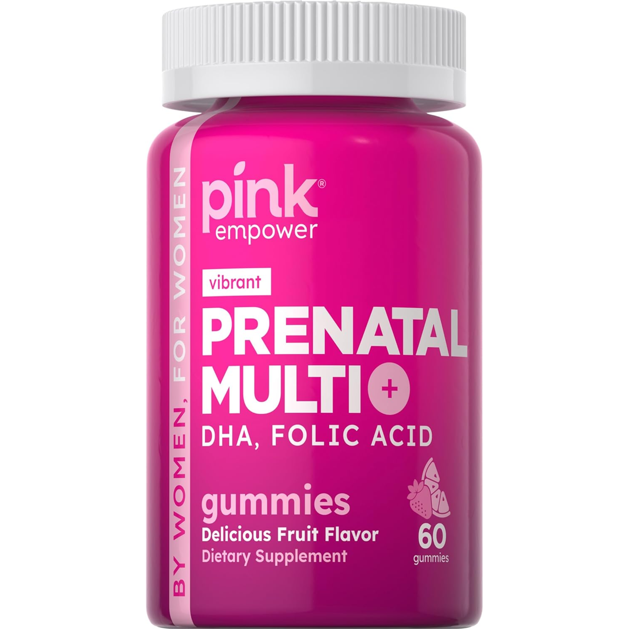 PINK, Prenatal Vitamins with DHA and Folic Acid, Non-GMO & Gluten-Free Multivitamin for Expecting Mothers, Fruit Flavor, 60 Gummies