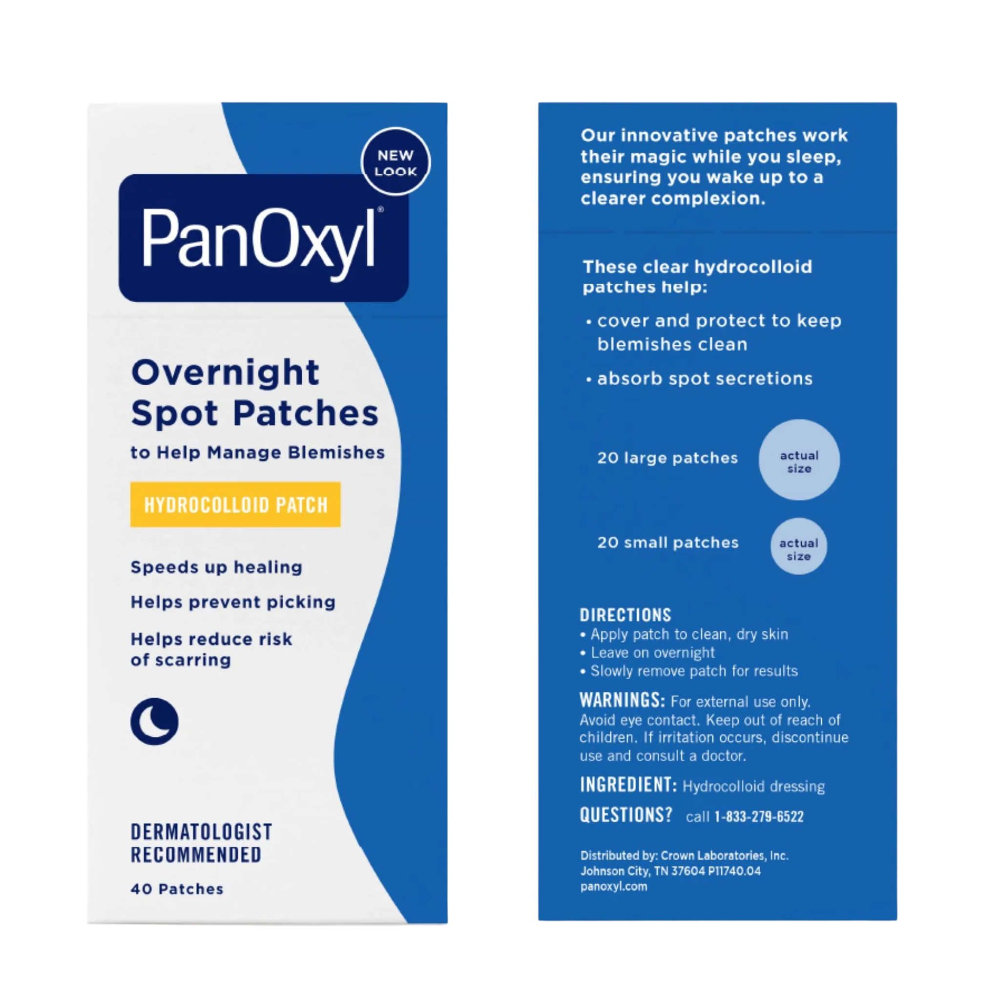 PanOxyl, Overnight Spot Patches for Face, Clear Pimple Patches for Targeted Acne Care, 40 Count