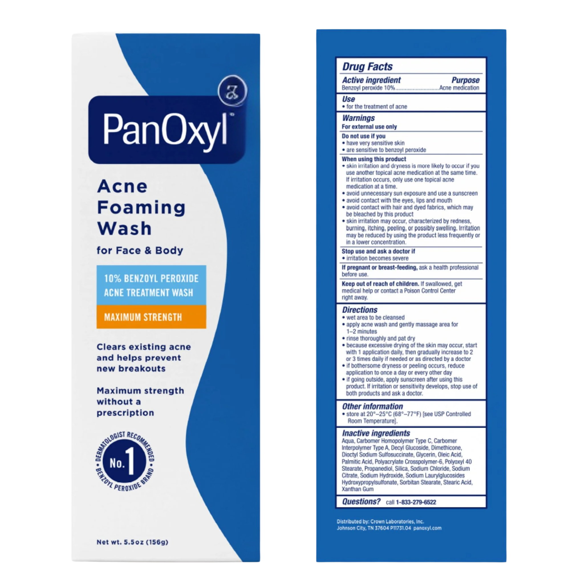 PanOxyl, Foaming Acne Wash with 10% Benzoyl Peroxide, Maximum Strength for Clear Skin, 5.5 oz