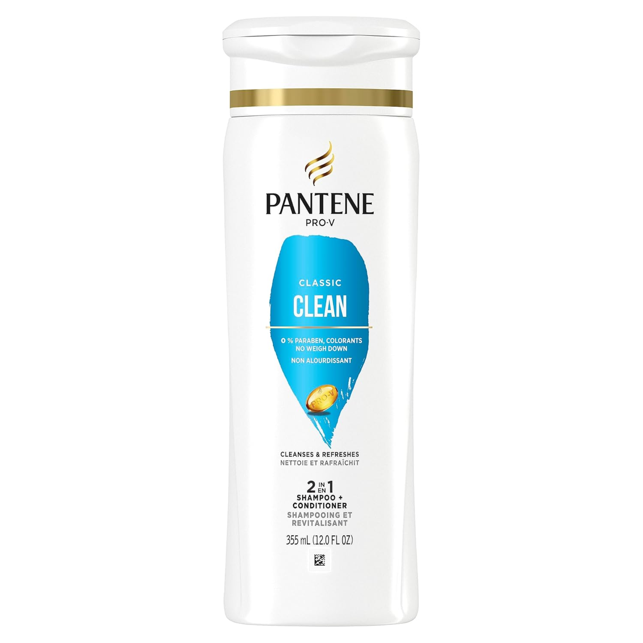 Pantene, PRO-V Classic Clean 2-in-1 Shampoo + Conditioner, Convenient All-in-One Formula for Clean and Soft Hair, 12.0 oz