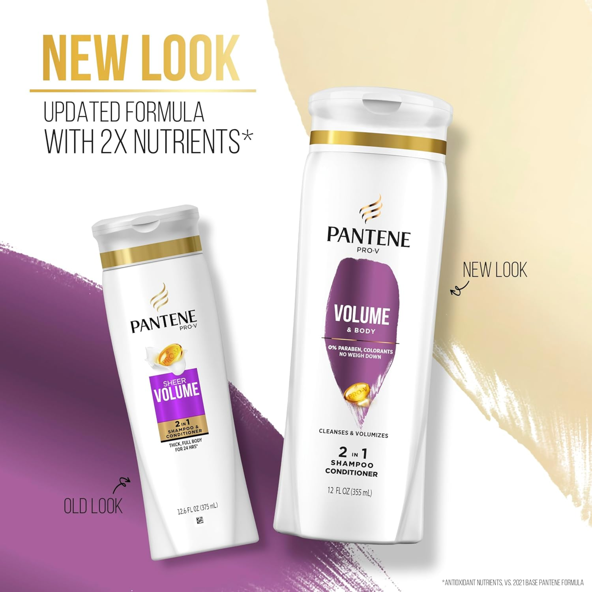 Pantene, PRO-V Volume & Body 2-in-1 Shampoo + Conditioner, Lightweight Formula for Full and Bouncy Hair, 12.0 oz