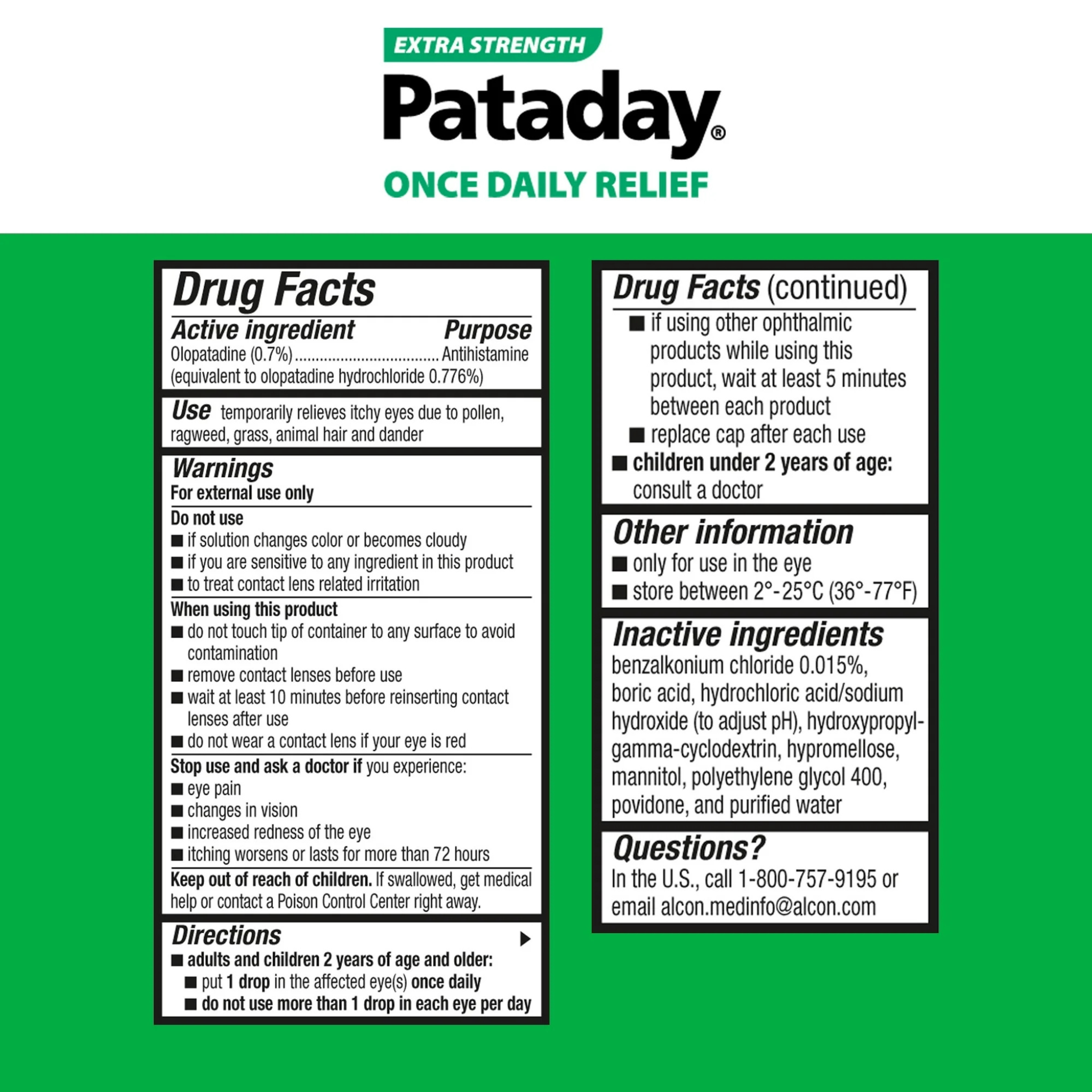 Pataday Once Daily Extra Strength Eye Care Allergy Relief Eye Drops, 2.5 ml