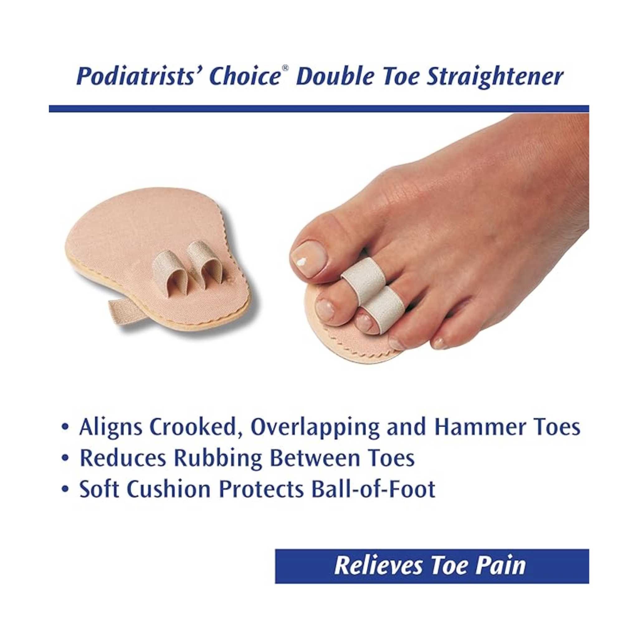 PediFix, Double Toe Straightener, One Size Fits Most for Alignment and Comfort, 1 Each