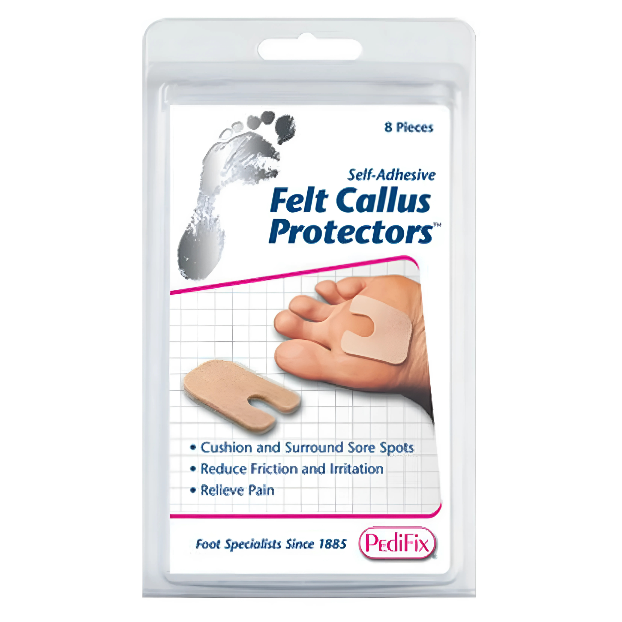 PediFix, Felt Callus Protectors, Cushioned and Durable Foot Care Pads for Pressure Relief, 8 Pack - Pharmaful