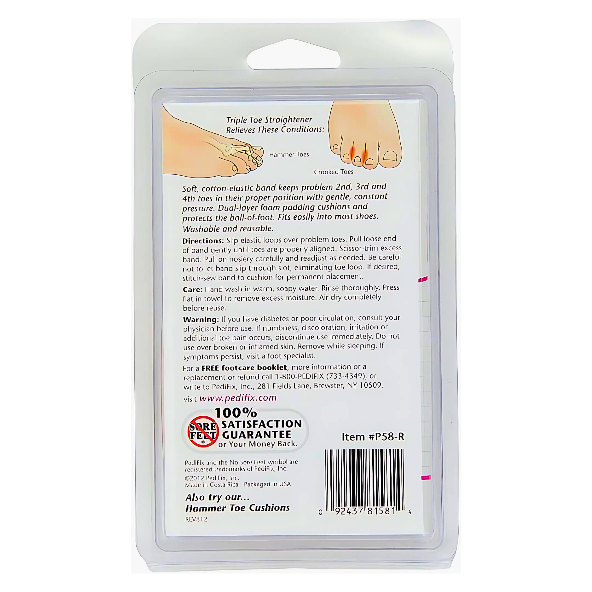 PediFix, Triple Toe Straightener, Right Foot, Alignment and Support for Toe Relief, 1 Each - Pharmaful