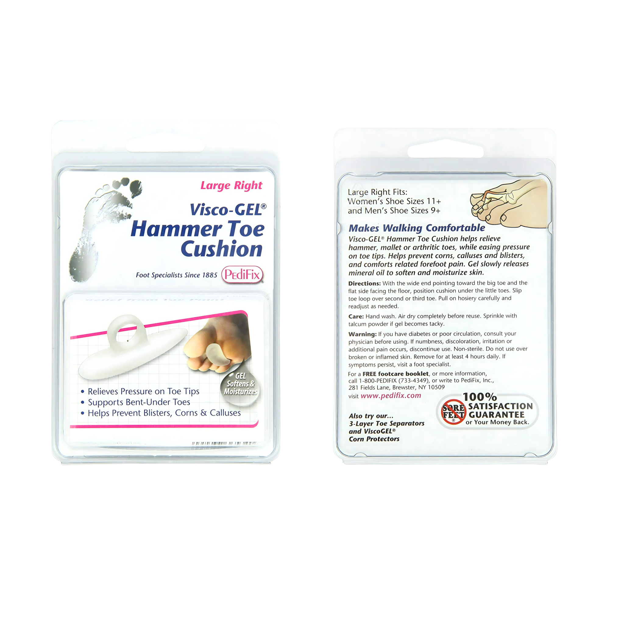 PediFix, Visco-GEL Hammer Toe Cushion, Large Right, Cushioned Support and Relief, 1 Each