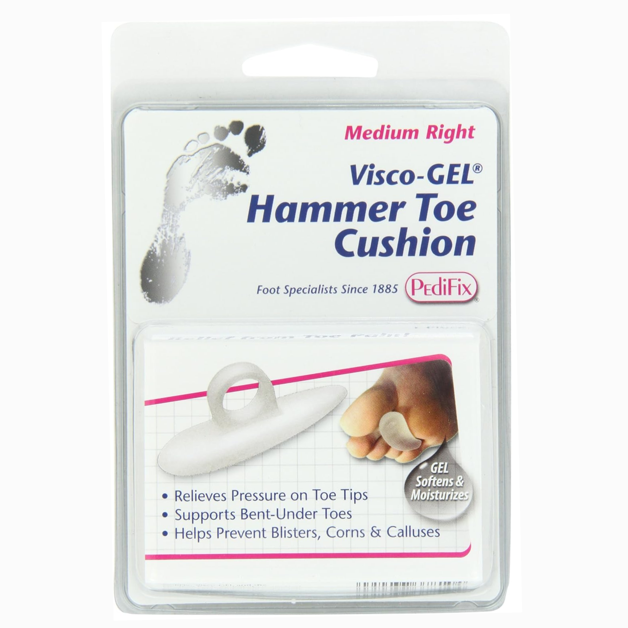 PediFix, Visco-GEL Hammer Toe Cushion, Medium Right, Cushioned Relief and Protection, 1 Each
