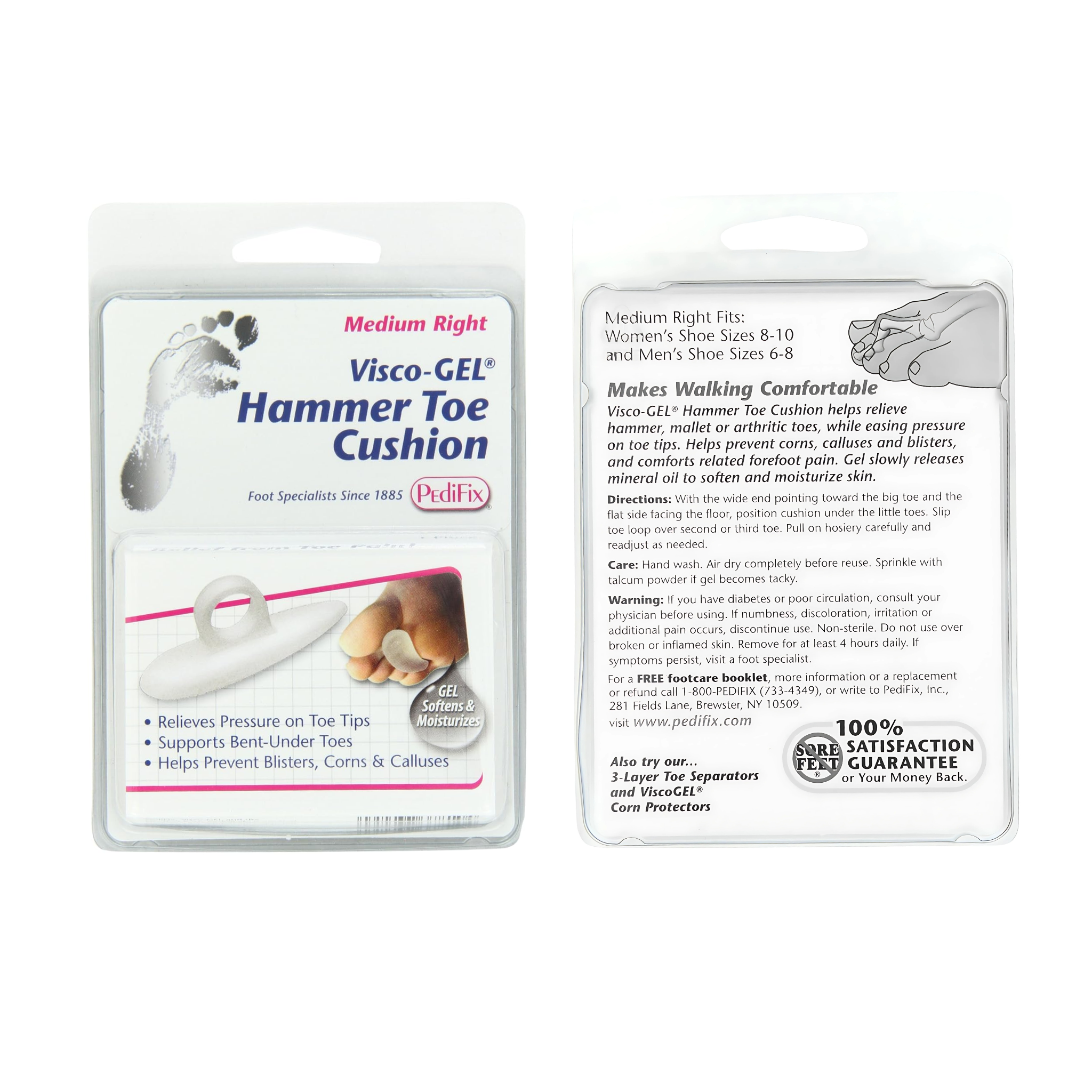 PediFix, Visco-GEL Hammer Toe Cushion, Medium Right, Cushioned Relief and Protection, 1 Each