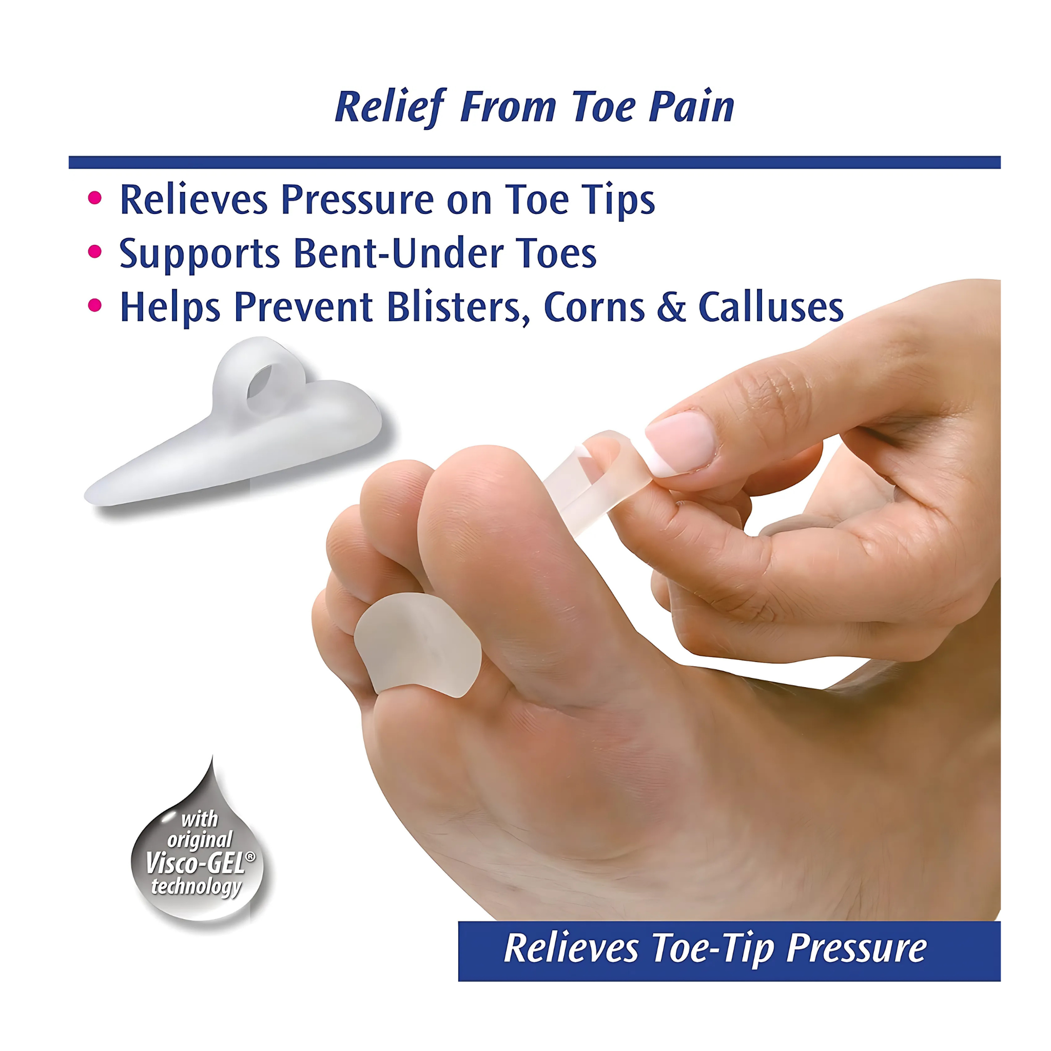 PediFix, Visco-GEL Hammer Toe Cushion, Large Right, Cushioned Support and Relief, 1 Each