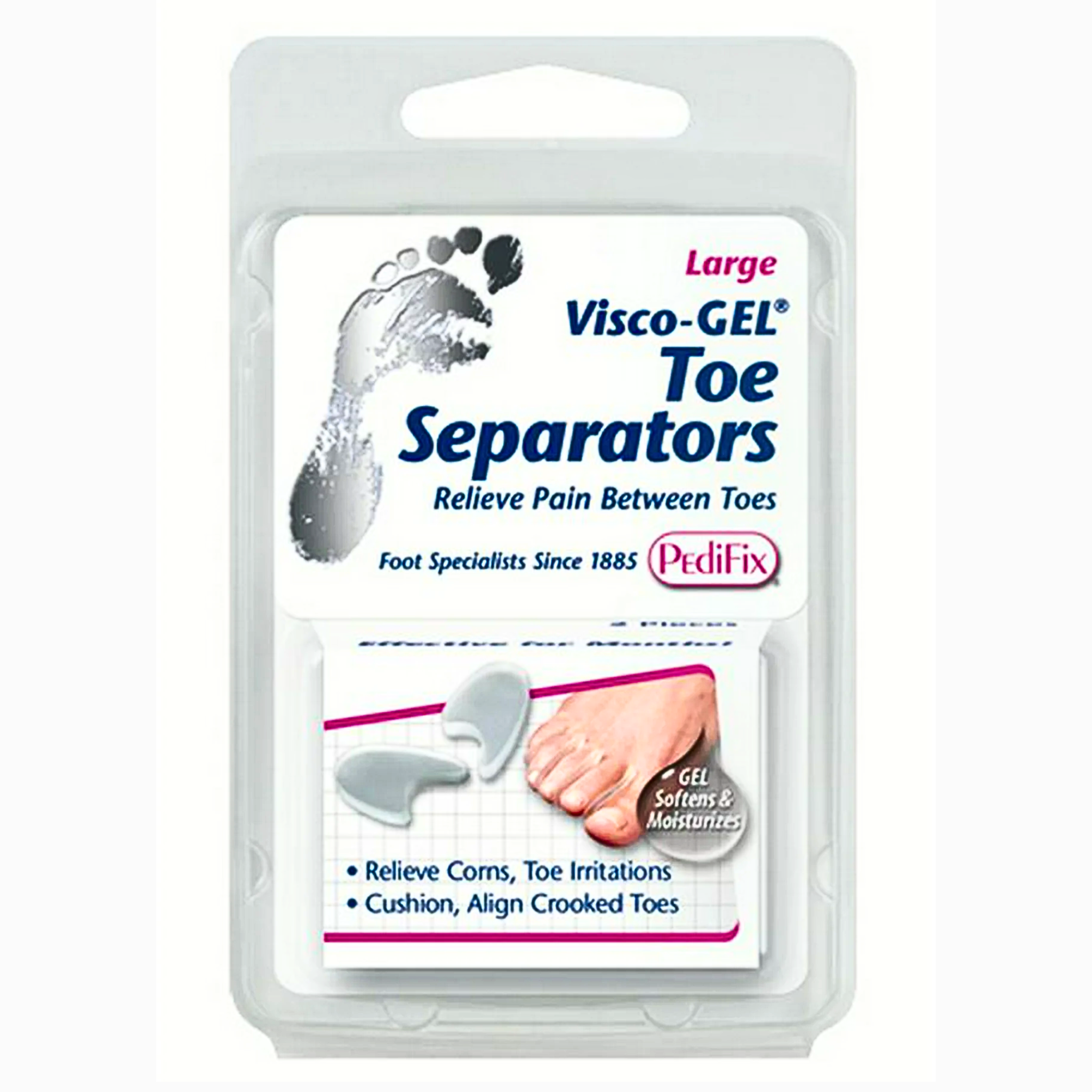 PediFix, Visco-GEL Toe Separators, Large, Cushioned Comfort for Toe Alignment, 2 Each - Pharmaful