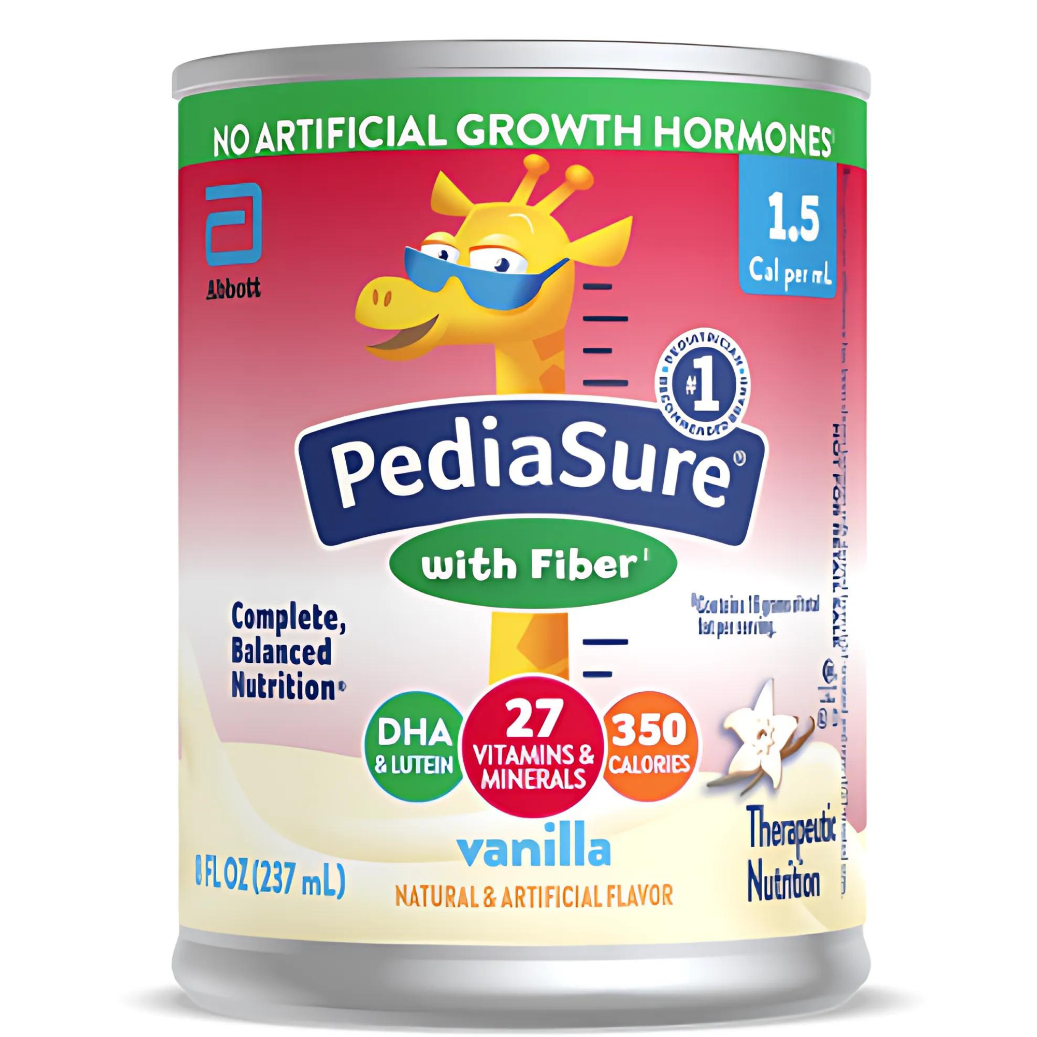 PediaSure with Fiber 1.5 Cal, Vanilla, 8oz (Pack of 24)