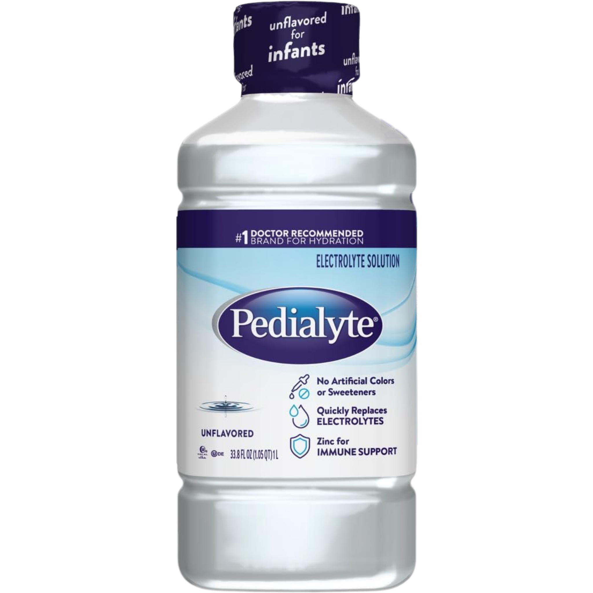 Pedialyte, Electrolyte Solution Hydration Drink, Unflavored, Doctor-Recommended for Rehydration Support, 33.8 fl oz