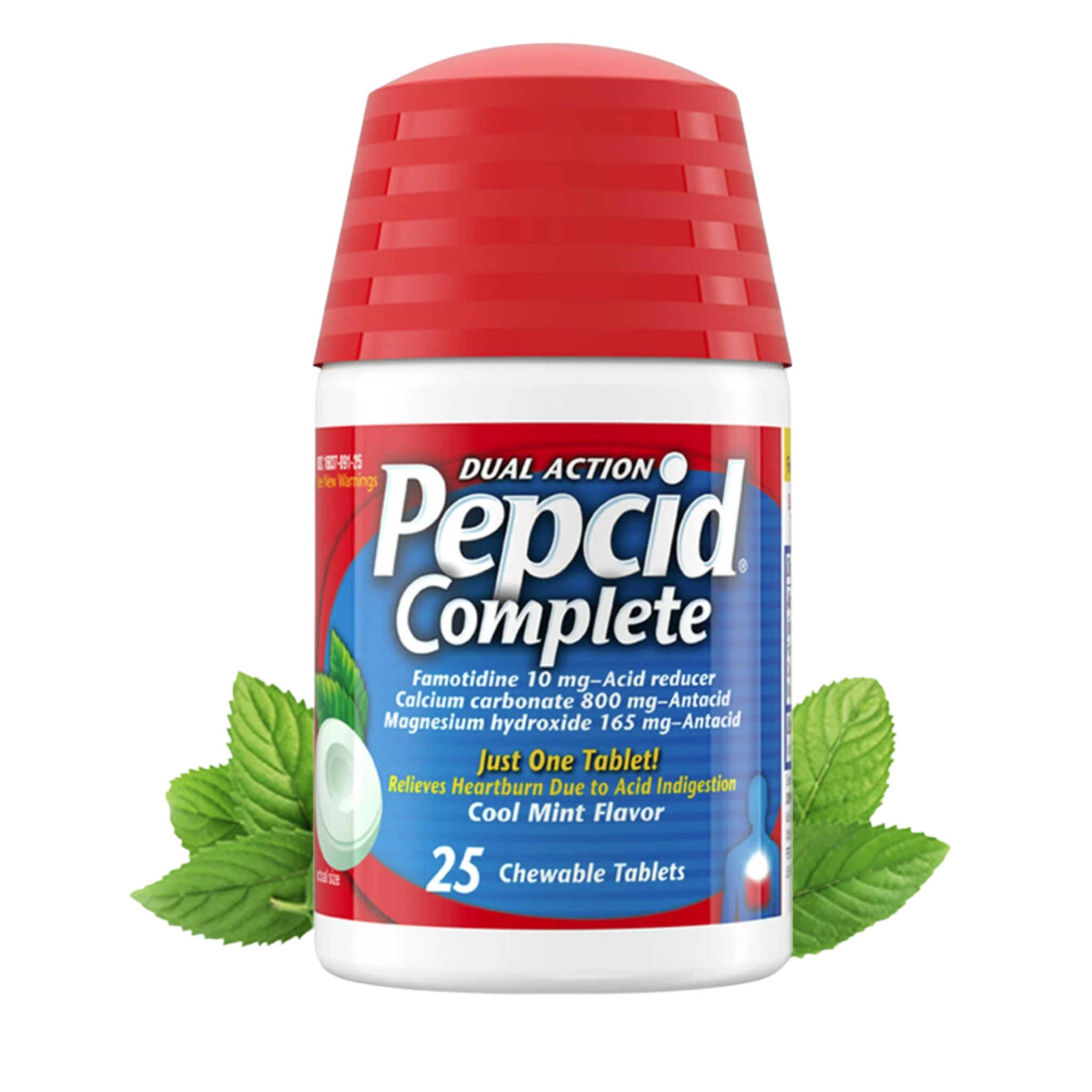Pepcid Complete Acid Reducer + Antacid Chewable Tablets, Mint, 25 Ct