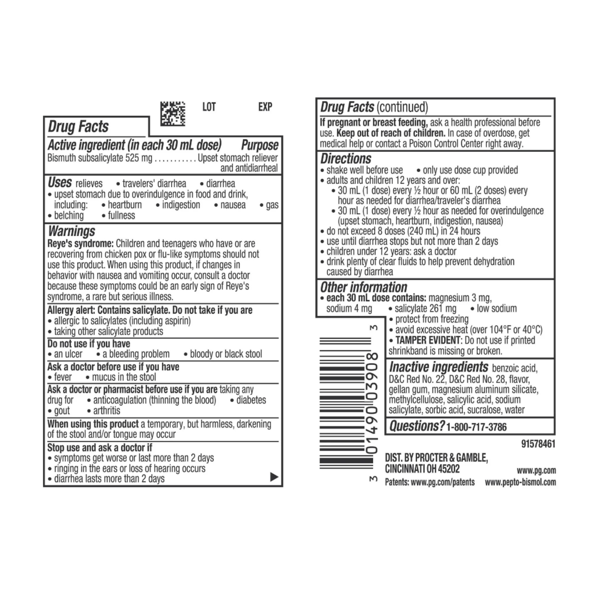 Pepto Bismol Liquid for Upset Stomach and Diarrhea Relief, Over-The-Counter Medicine, 8 oz - Pharmaful