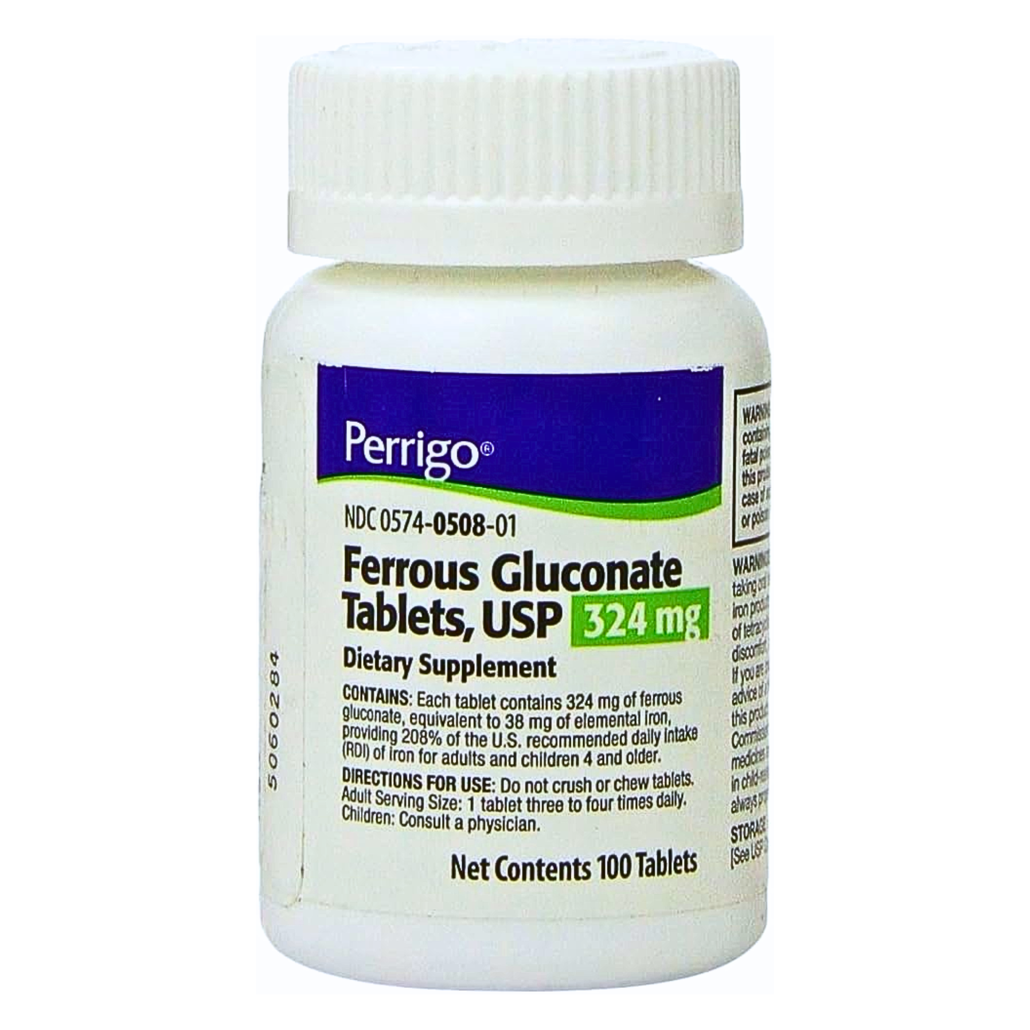 Perrigo, Ferrous Gluconate 324 mg, Gentle Iron Supplement for Red Blood Cell Support, 100 Tablets