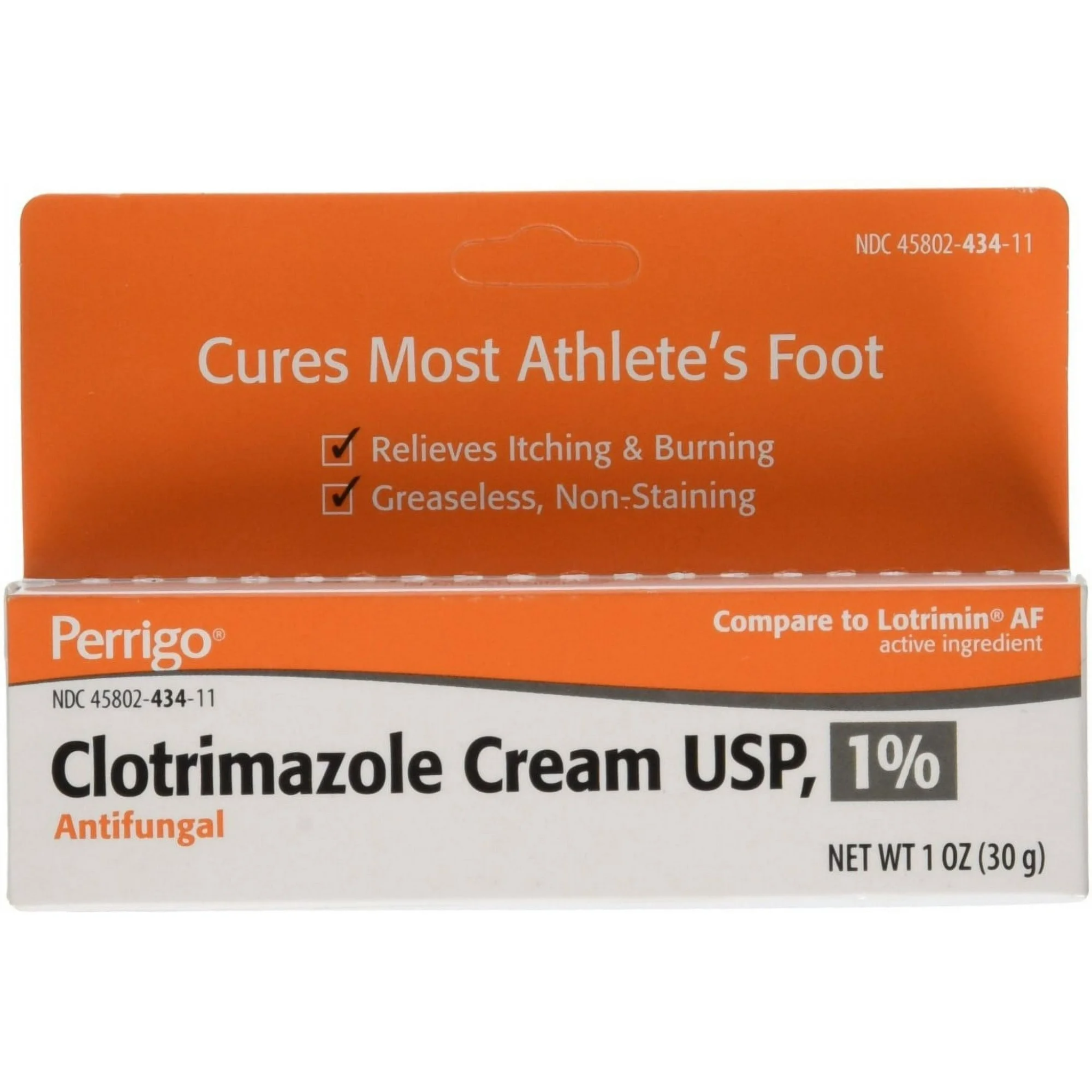 Perrigo, Athlete's Foot Anti-Fungal Clotrimazole Cream USP 1%, Effective Treatment for Fungal Infections, 1 oz