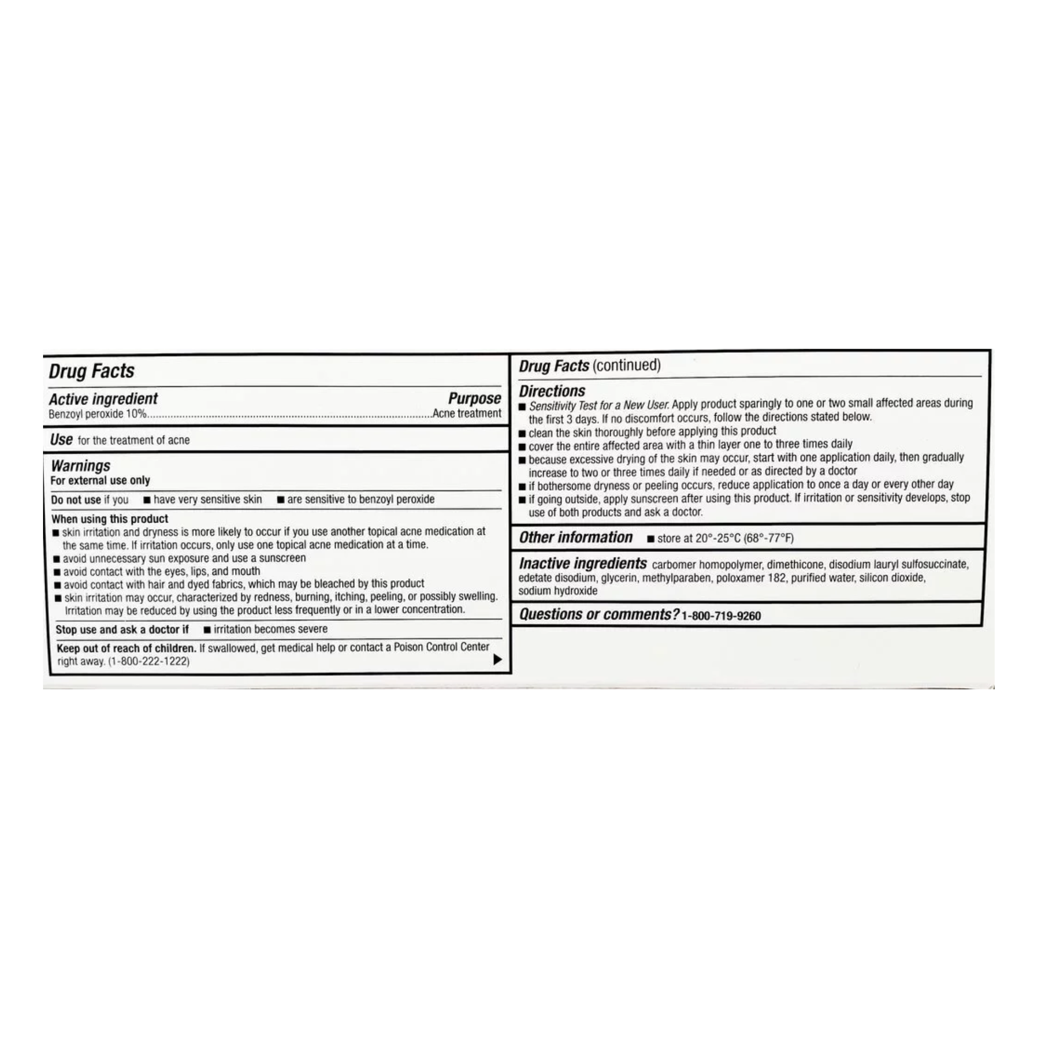 Perrigo, Benzoyl Peroxide 10% Acne Treatment Gel, Fast-Acting Formula for Clearer Skin, 3.2 oz