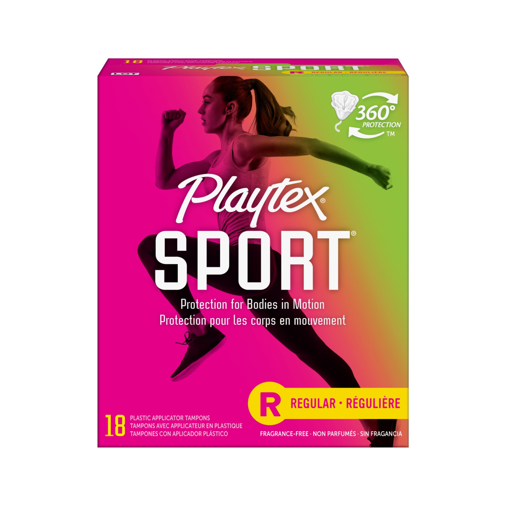 Playtex Sport Plastic Tampons, Unscented, Regular, 18 Ct