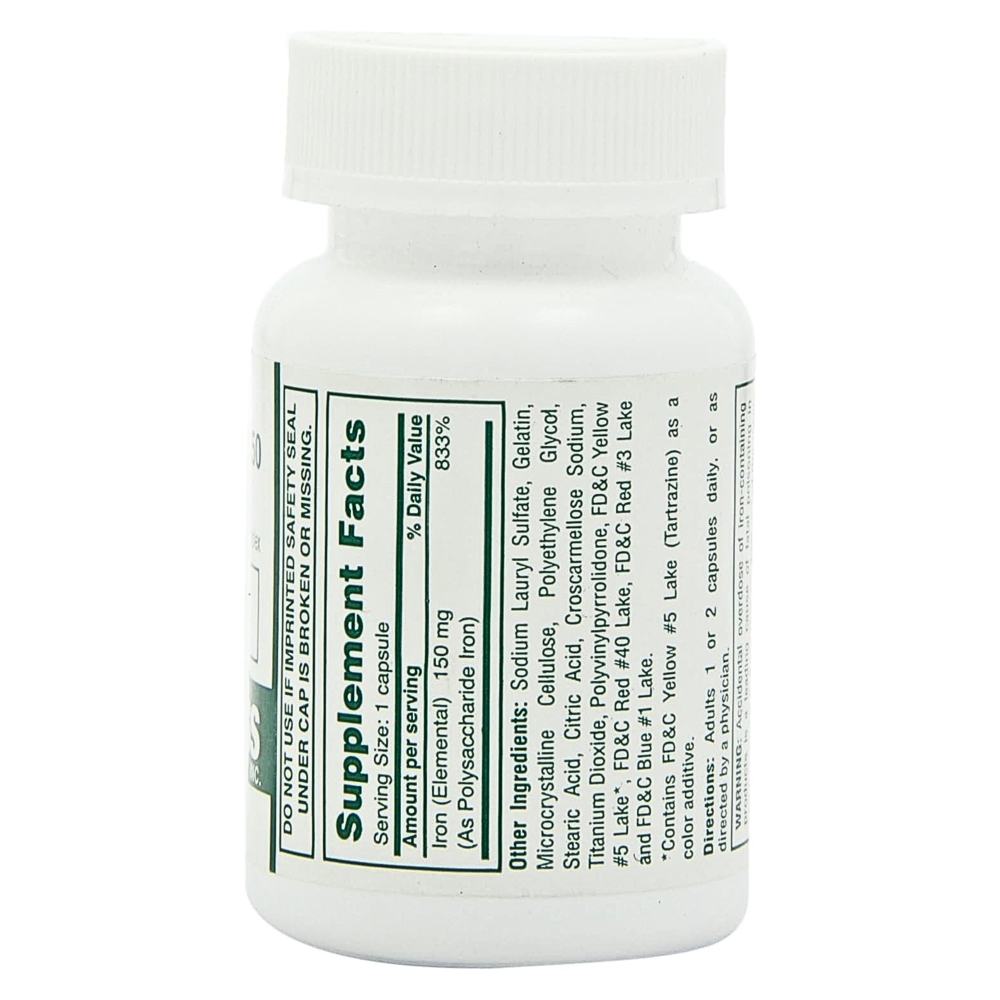Cypress, Poly Iron 150 mg, High-Potency Iron Supplement for Red Blood Cell Support, 100 Capsules