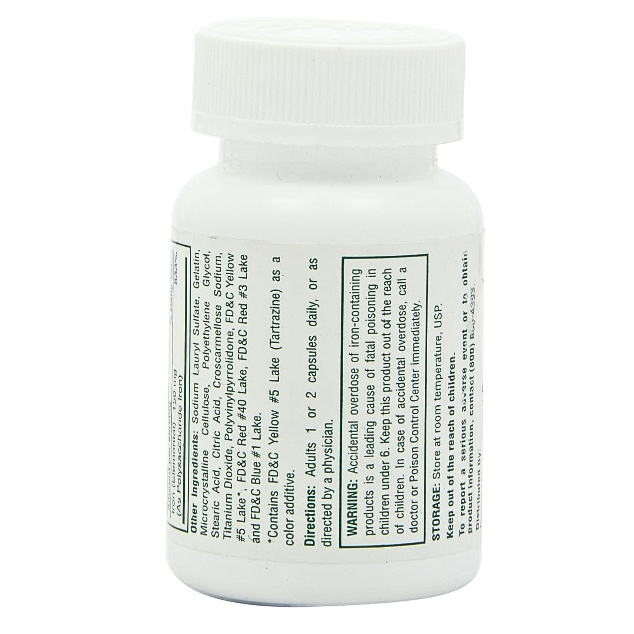 Cypress, Poly Iron 150 mg, High-Potency Iron Supplement for Red Blood Cell Support, 100 Capsules