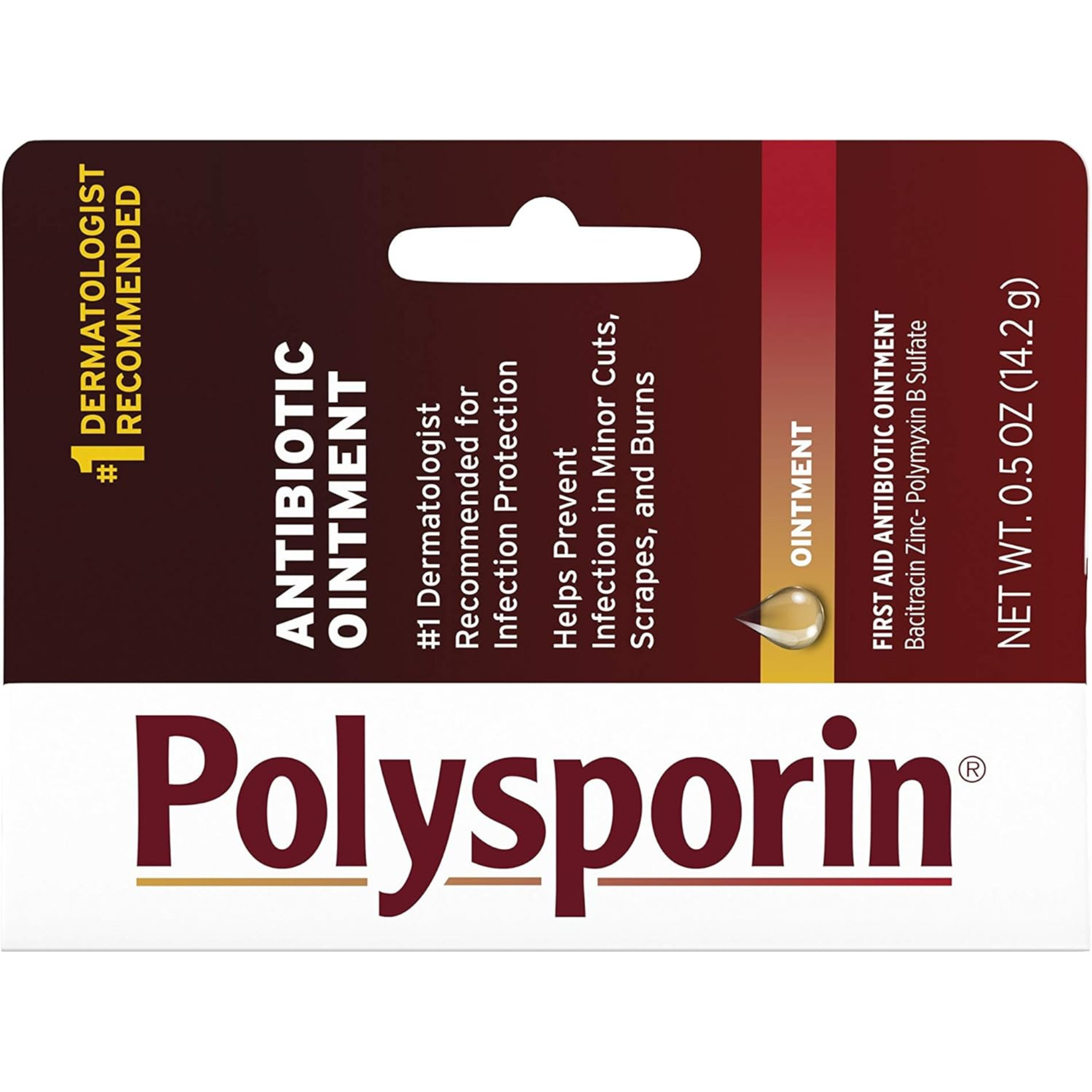 Polysporin First Aid Topical Antibiotic Skin Ointment with Bacitracin Zinc & Polymyxin B Sulfate, for Infection Protection & Wound Care, Neomycin-Free, Travel Size, 0.5 oz