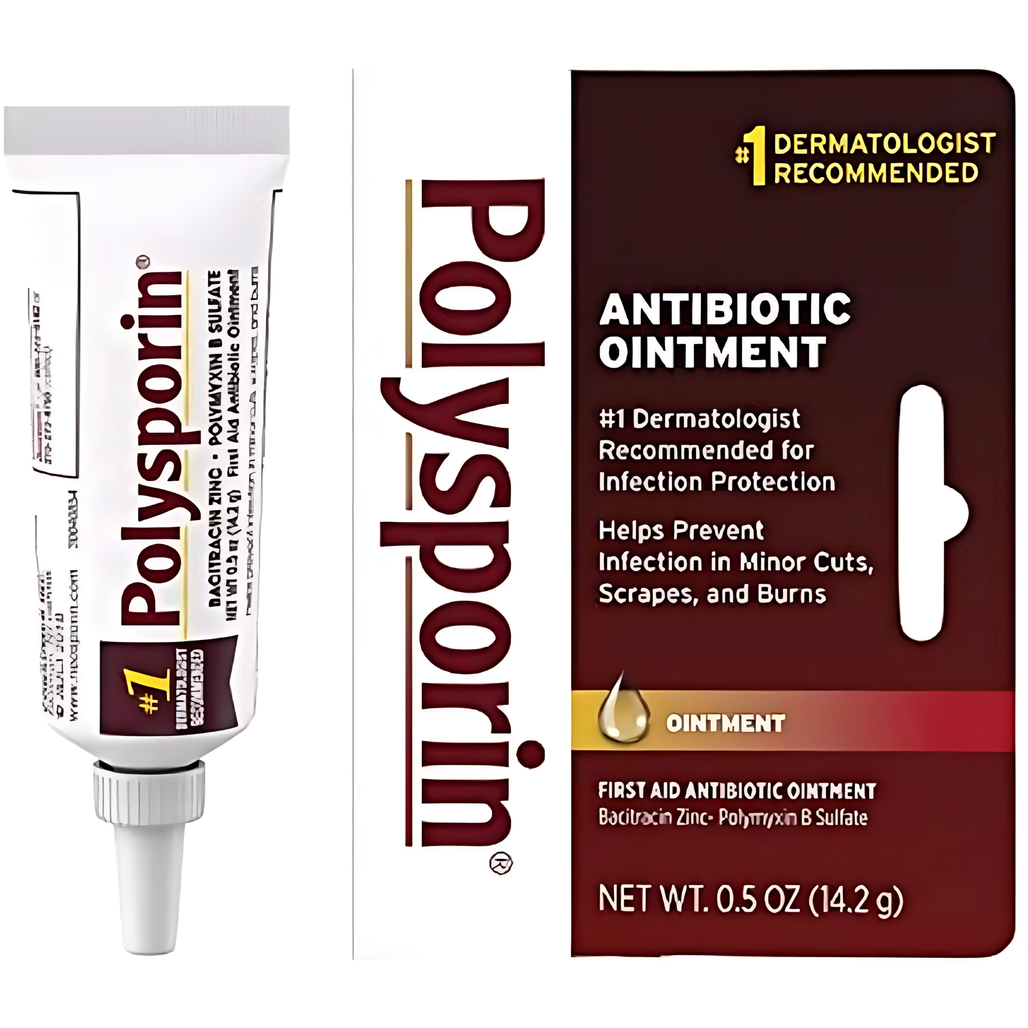 Polysporin First Aid Topical Antibiotic Skin Ointment with Bacitracin Zinc & Polymyxin B Sulfate, for Infection Protection & Wound Care, Neomycin-Free, Travel Size, 0.5 oz