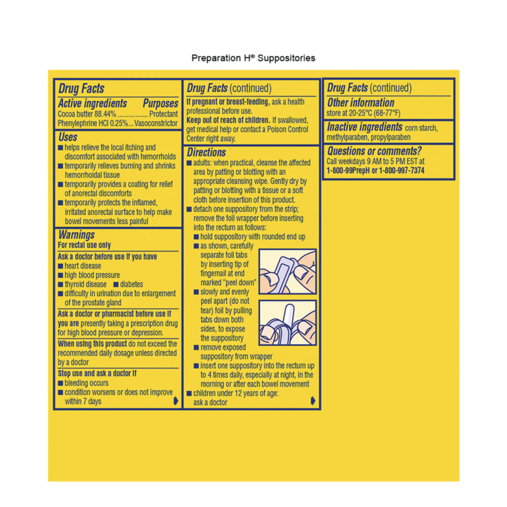 Preparation H Hemorrhoid Suppositories for Itching and Discomfort Relief - 12 Count - Pharmaful