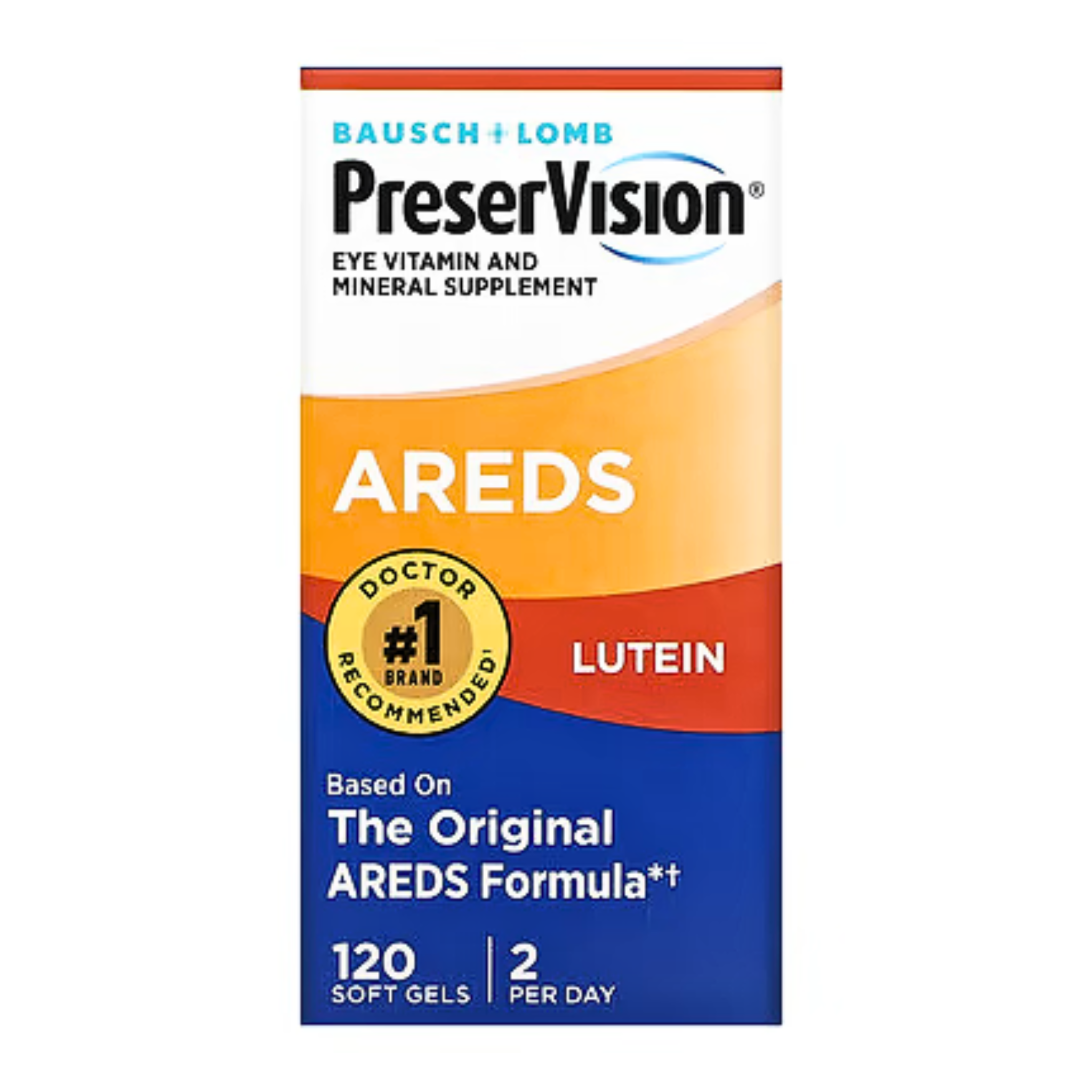 Bausch + Lomb, PreserVision AREDS Eye Vitamins & Minerals, AREDS Formula with Lutein, 120 Softgels
