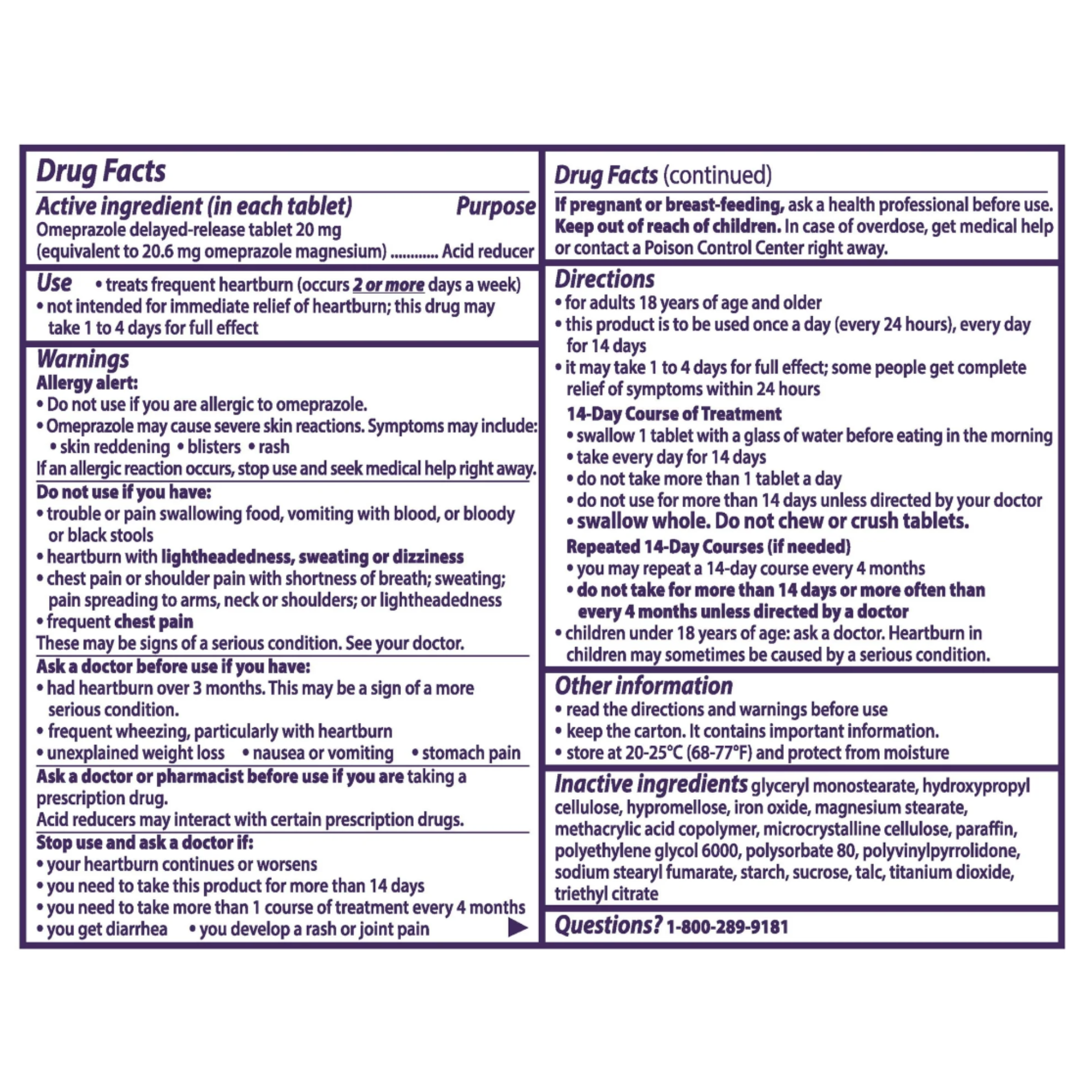 Prilosec OTC Heartburn Relief, Omeprazole, Acid Reducer Tablets, Unflavored 28 Count