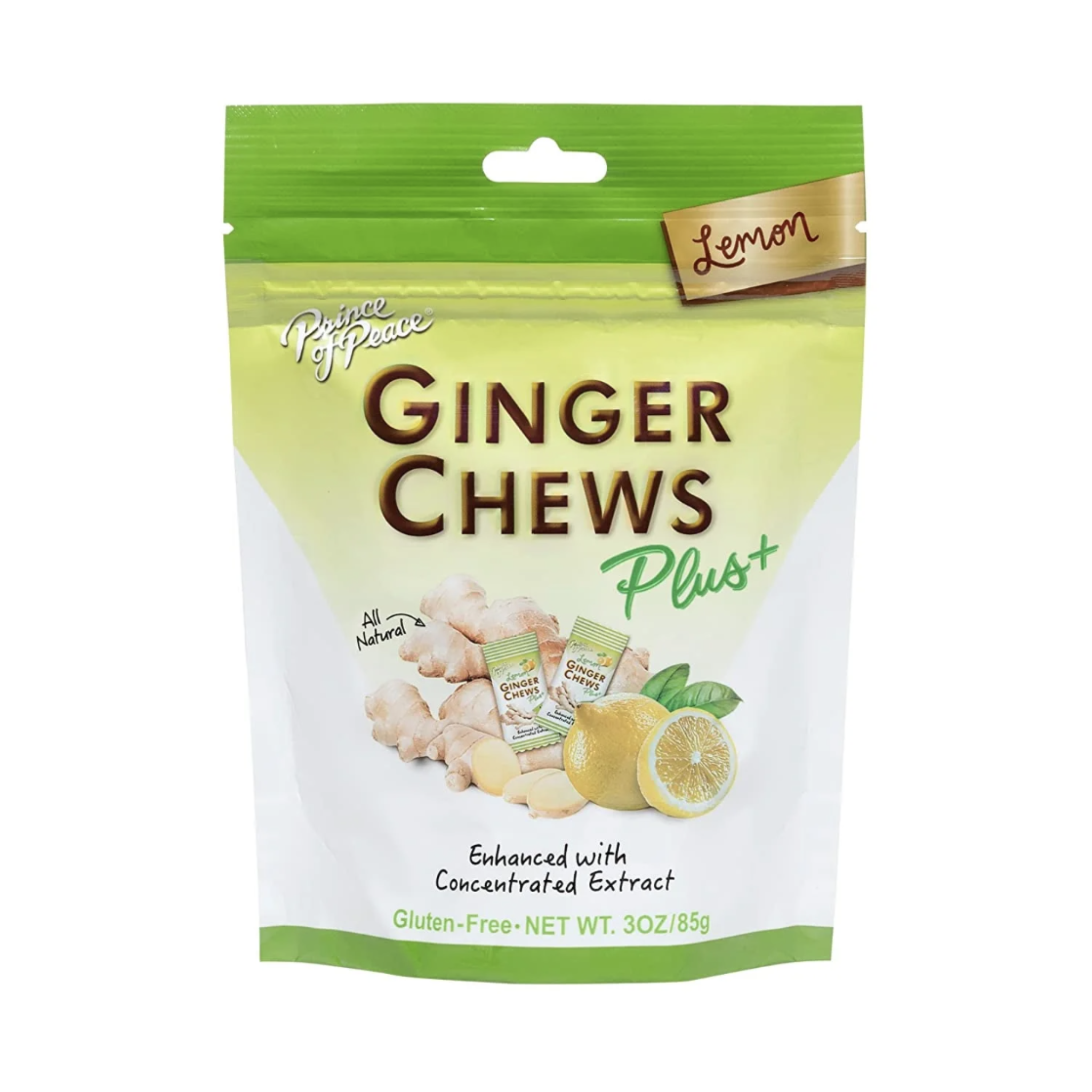 Prince of Peace Ginger Chew Plus+ with Lemon, 3 oz. Bag – Digestive Aid, Relief, Healthy Candy, Stomach Aid