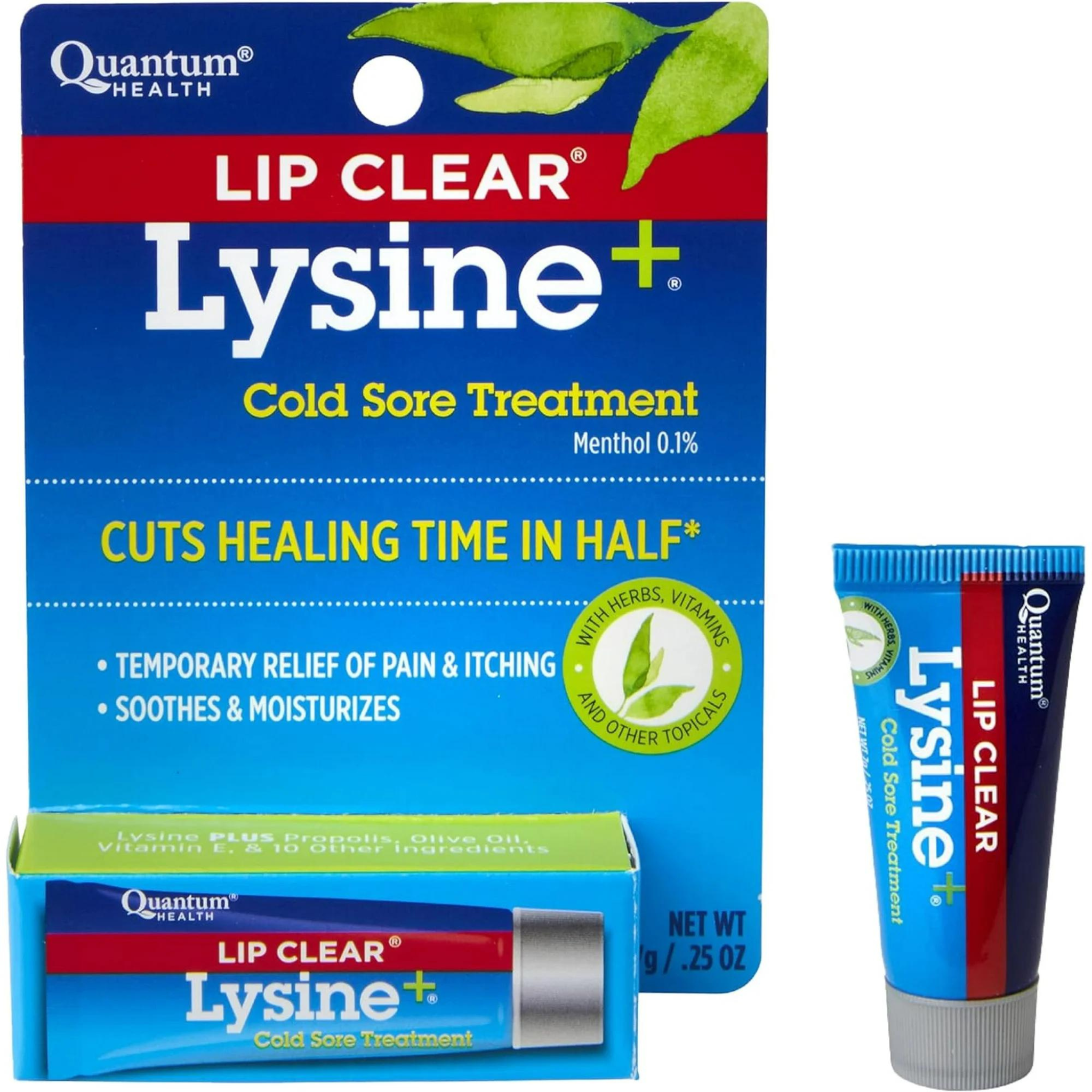 Quantum Health Lip Clear Lysine+ Cold Sore and Fever Blister Treatments, Lip Balm, 0.25 oz