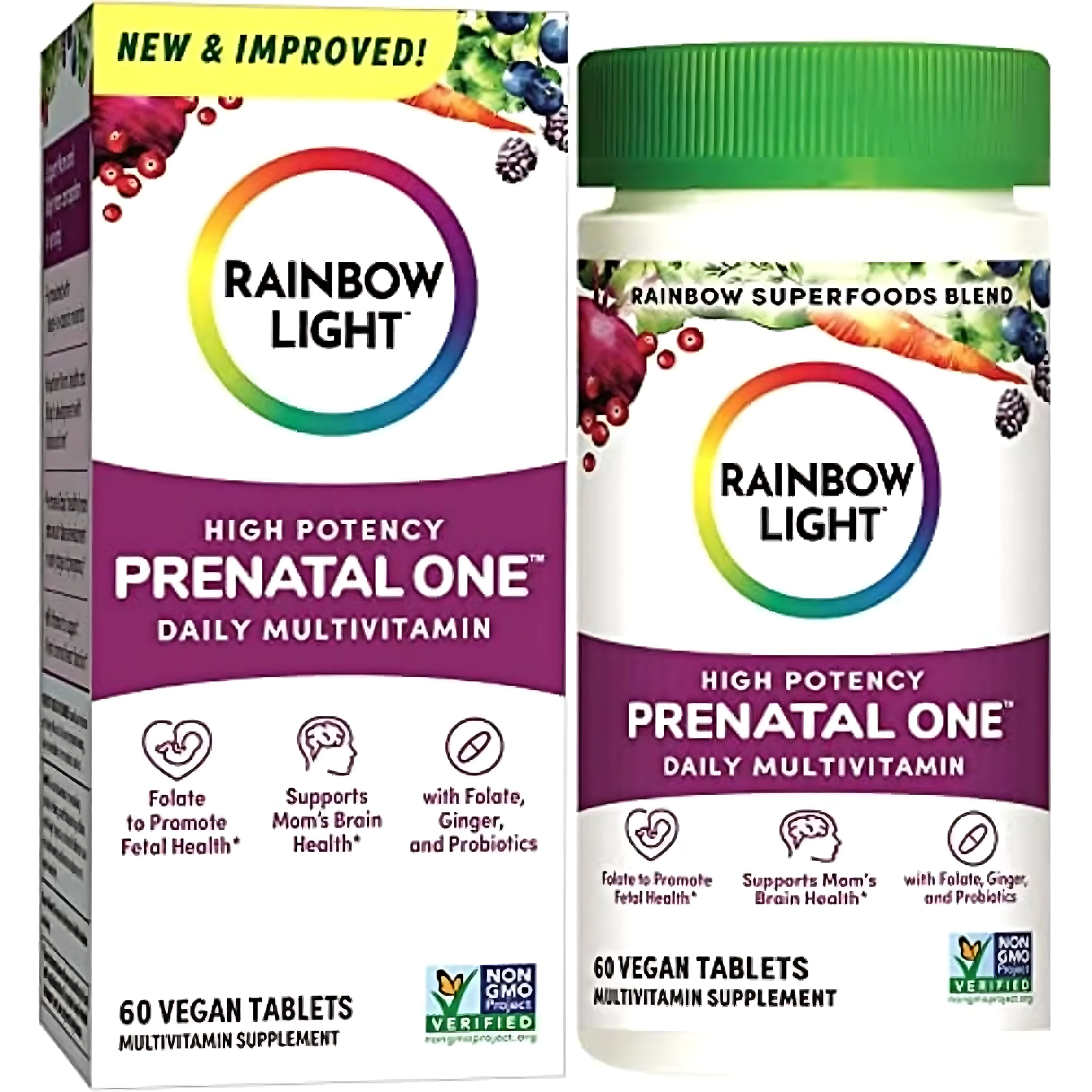 Rainbow Light, High-Potency Prenatal One Multivitamin, Supports Mom’s Health & Baby’s Development, With Vitamin C, Vegan Formula, 60 Count