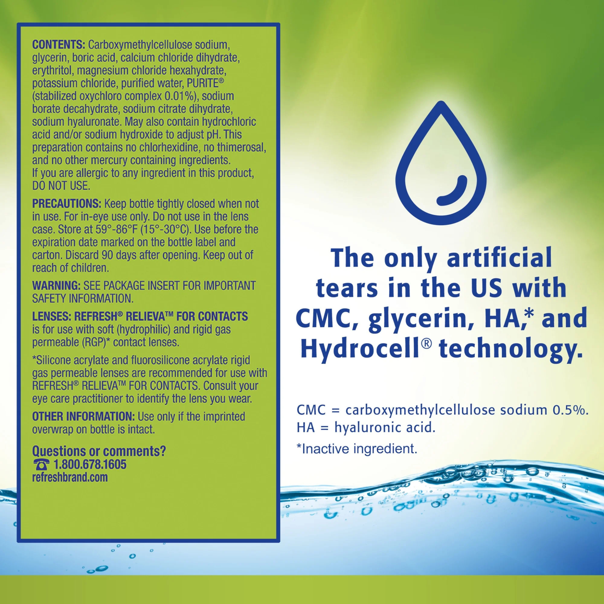 Refresh Relieva For Contacts Lubricant Eye Drops For Use with Contact Lenses, 8 ml