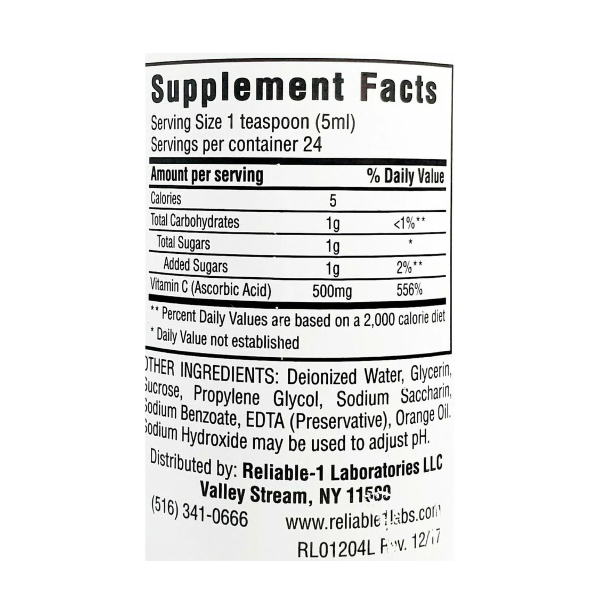 Reliable-1 Laboratories, Liquid C Dietary Supplement, Immune Support, Orange Flavor, 500mg, 4 Oz
