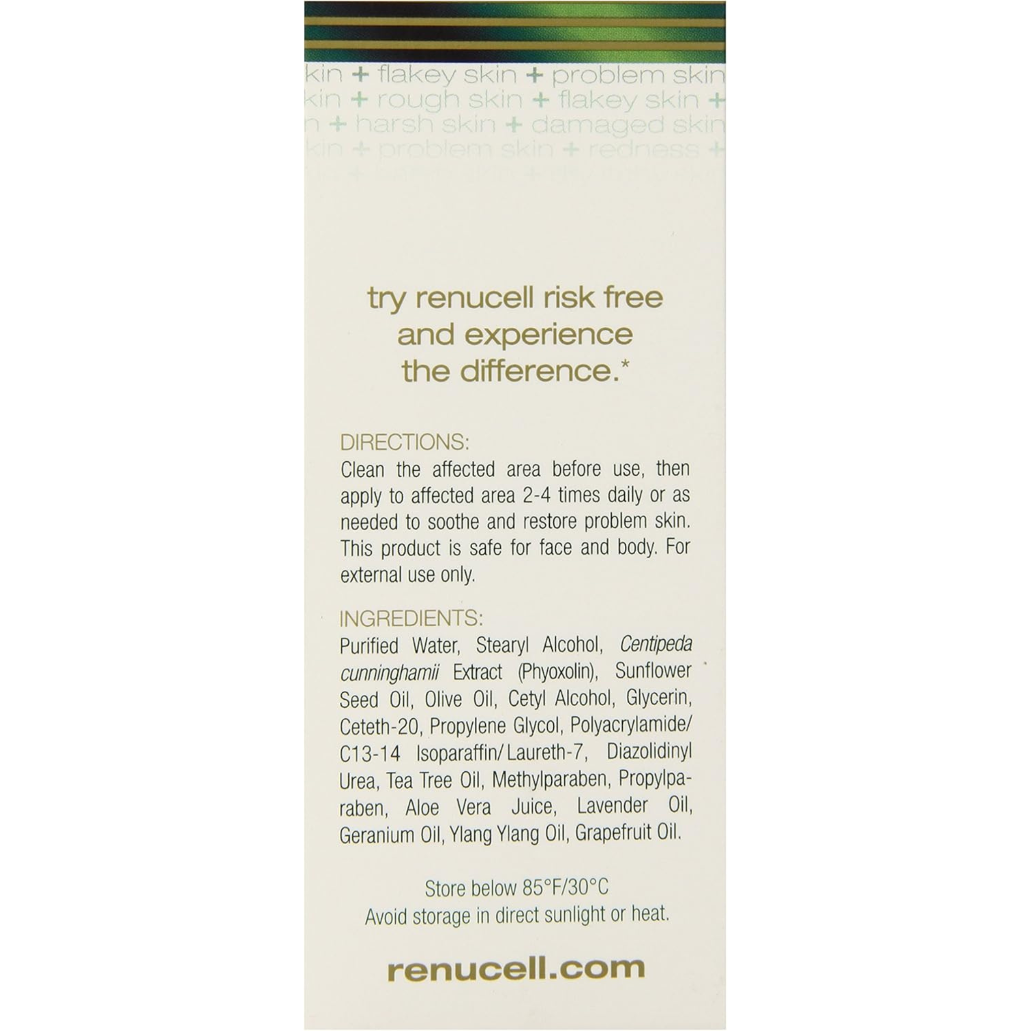 Renucell, Restorative Healing Cream, Moisturizing and Nourishing Skin Care, 2.5 Ounce
