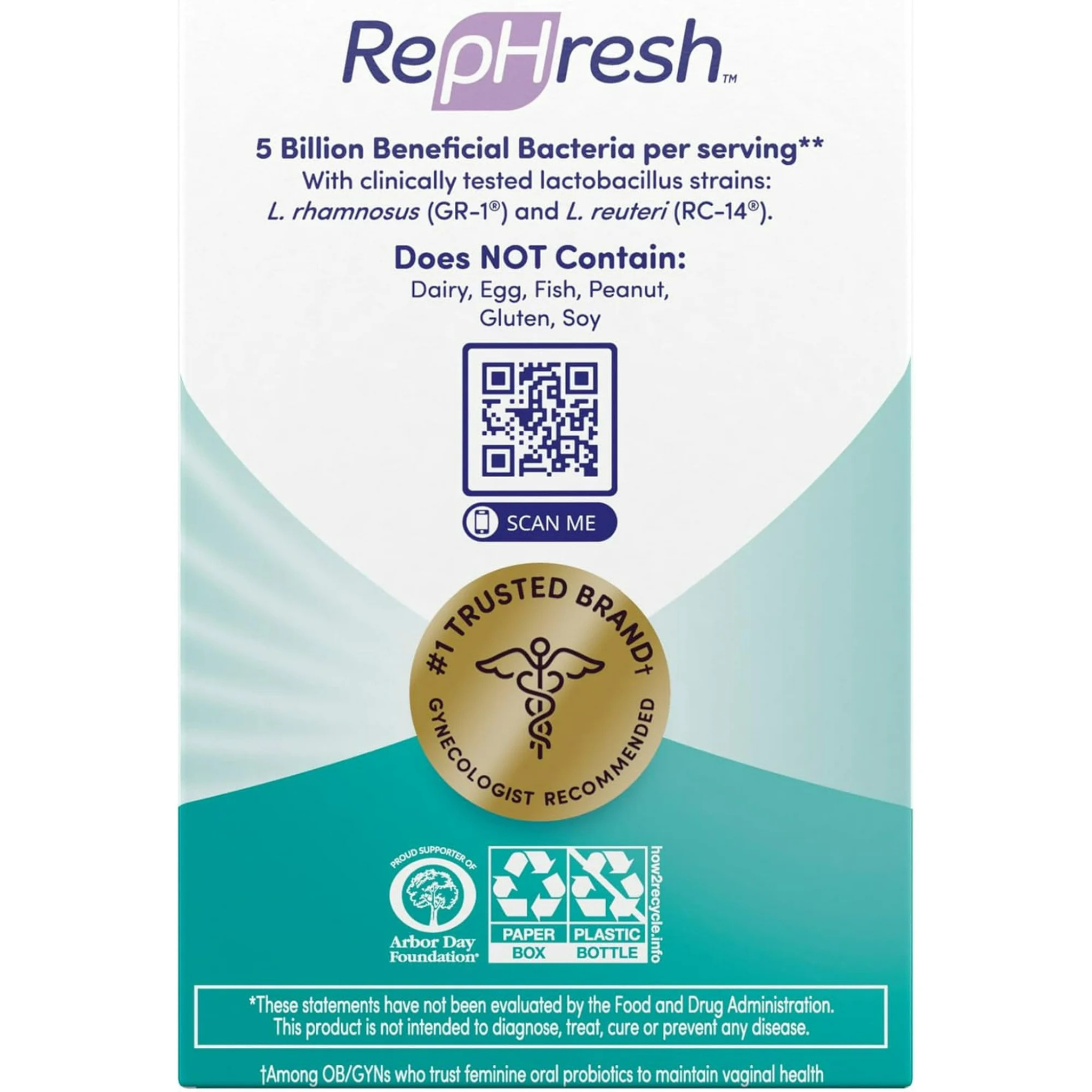 RepHresh Pro-B Probiotic Supplement for Women, 30 Oral Capsules
