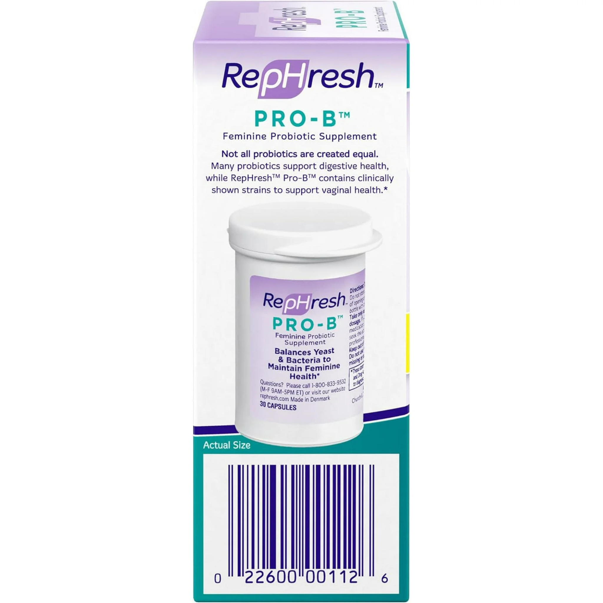 RepHresh Pro-B Probiotic Supplement for Women, 30 Oral Capsules