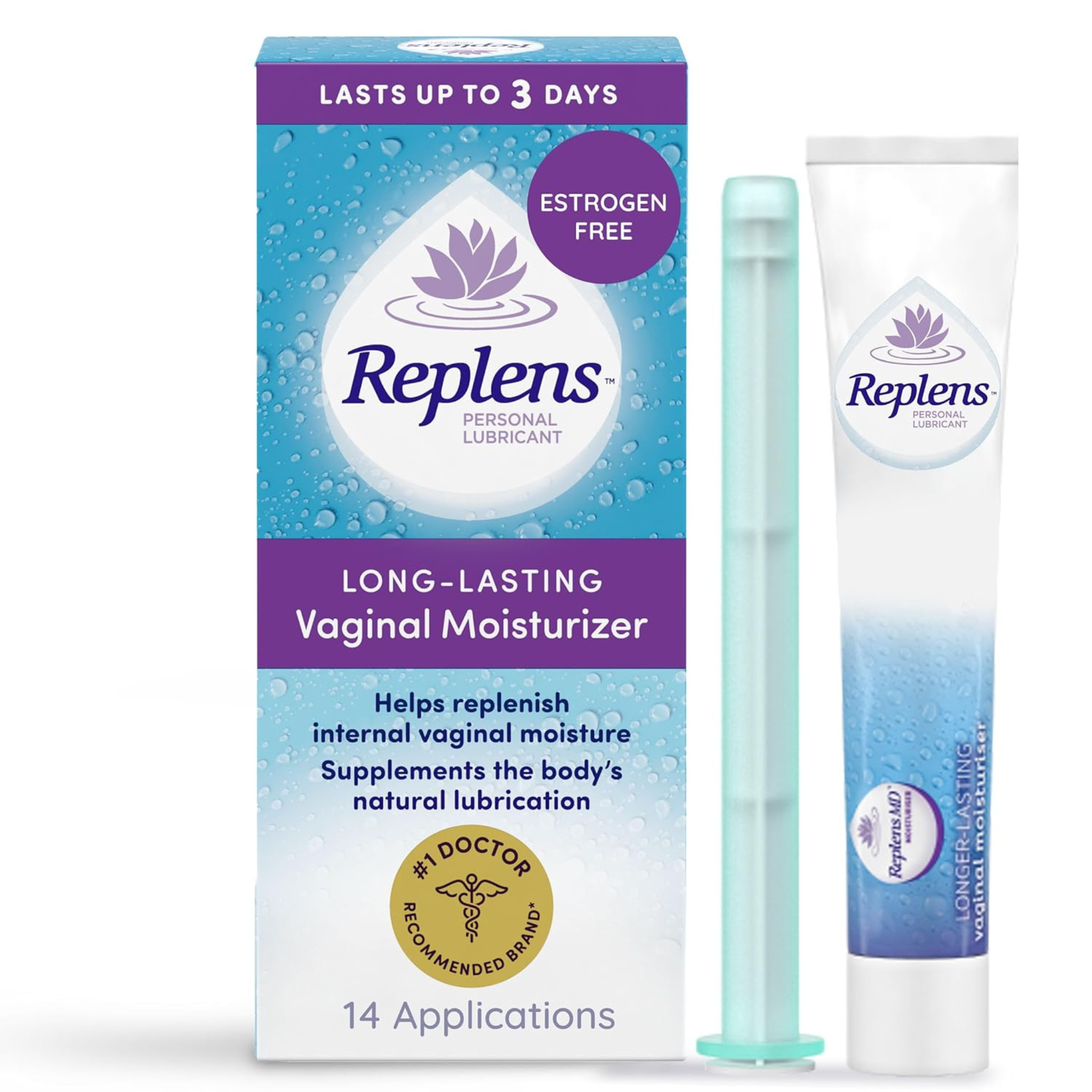 Replens Long-Lasting Vaginal Moisturizer Gel with Reusable Applicator, 14 Count