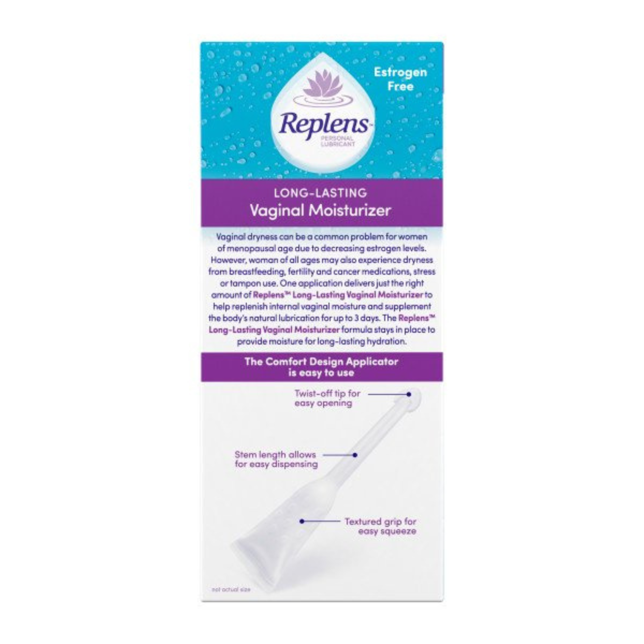 Replens Personal Lubricant, Long Lasting Vaginal Moisturizer, Helps Replenish Internal Vaginal Moisture, Estrogen-Free, 8 Pre-Filled Applicators, 0.24 oz Each