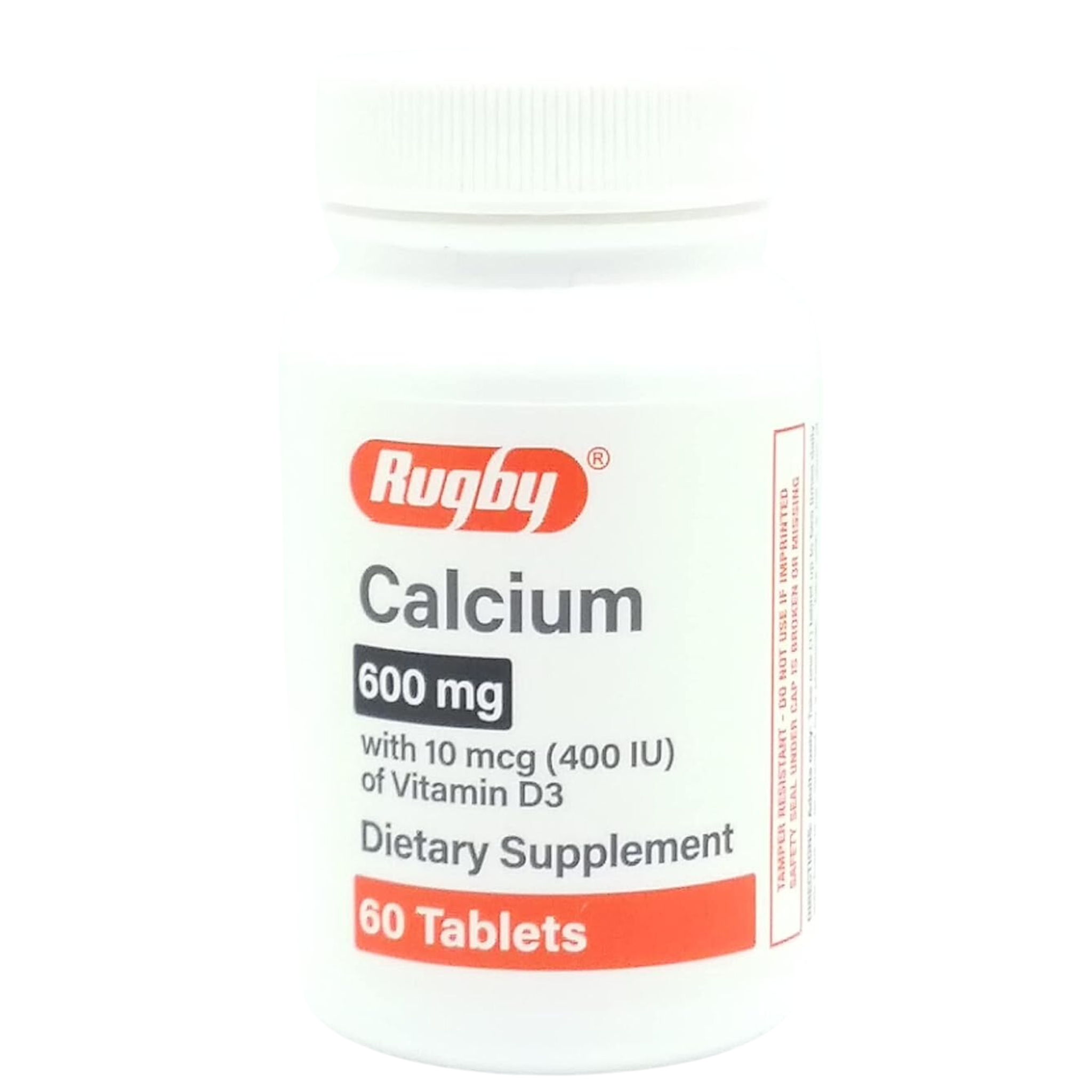 Rugby, Calcium 600mg with Vitamin D3 10mcg, Supports Bone Health, 60 Tablets
