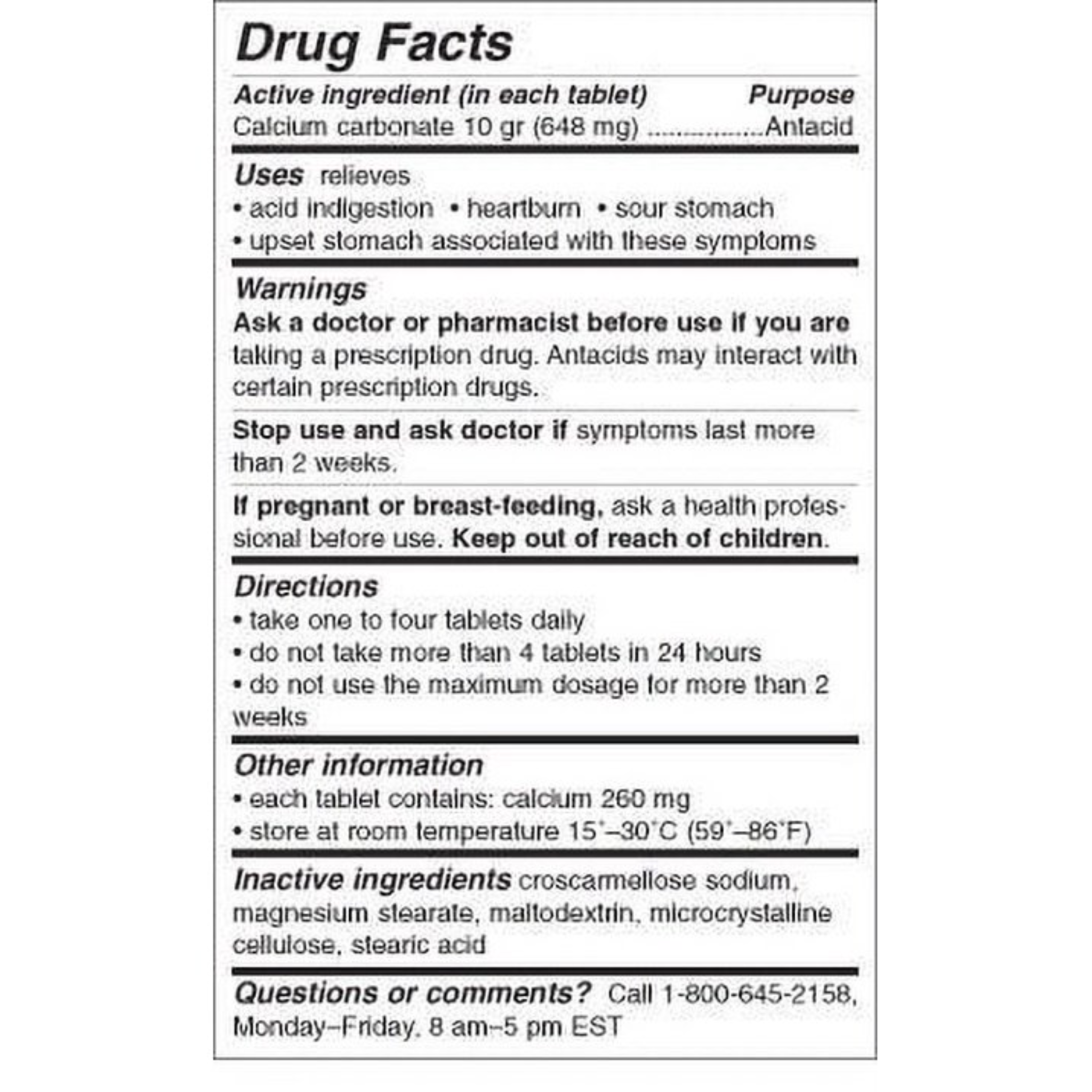 Rugby, Calcium Carbonate 648mg, Antacid for Heartburn & Indigestion Relief, 1000 Tablets