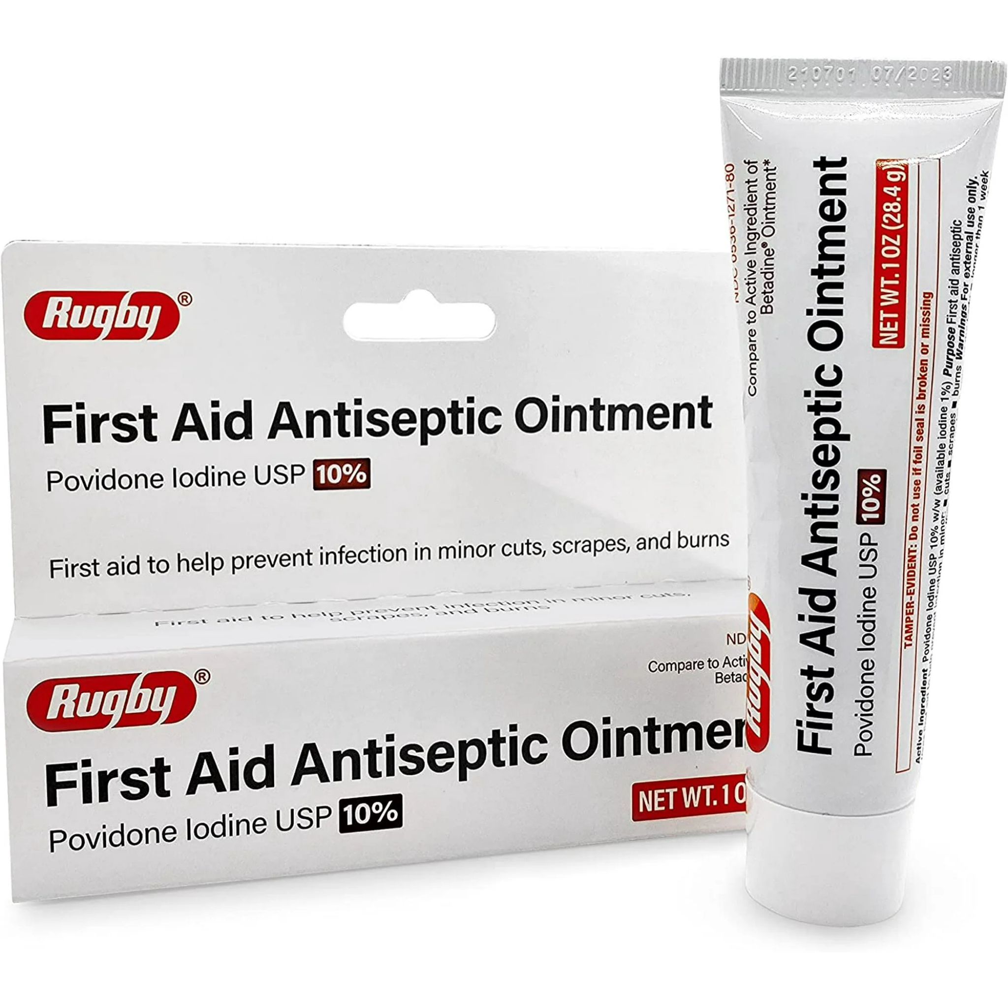 Rugby, Povidone Iodine 10%, First Aid Ointment for Minor Wounds and Cuts, 1 oz