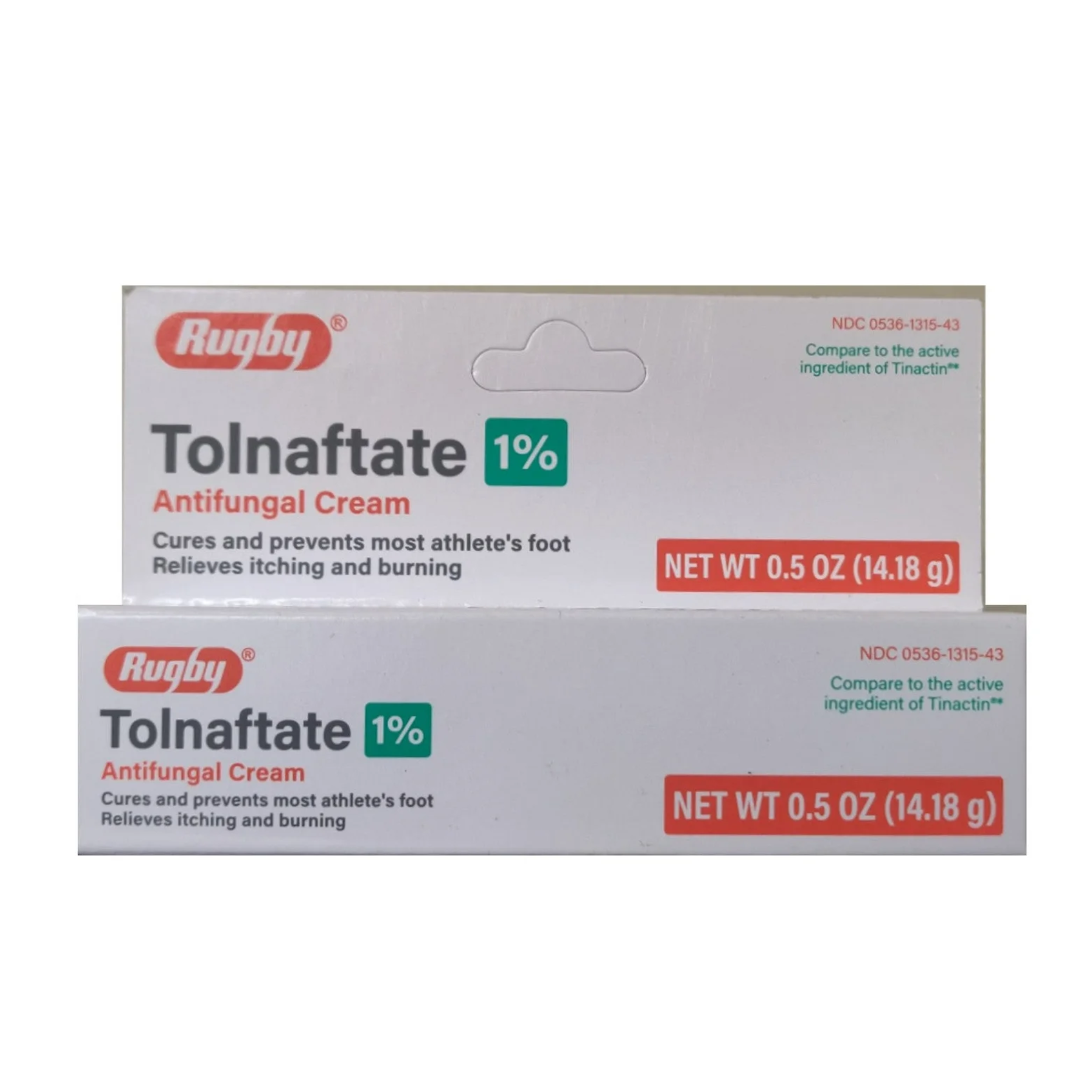 Rugby, Tolnaftate 1% Antifungal Cream, Cures and Prevents Athlete's Foot, 0.5 oz